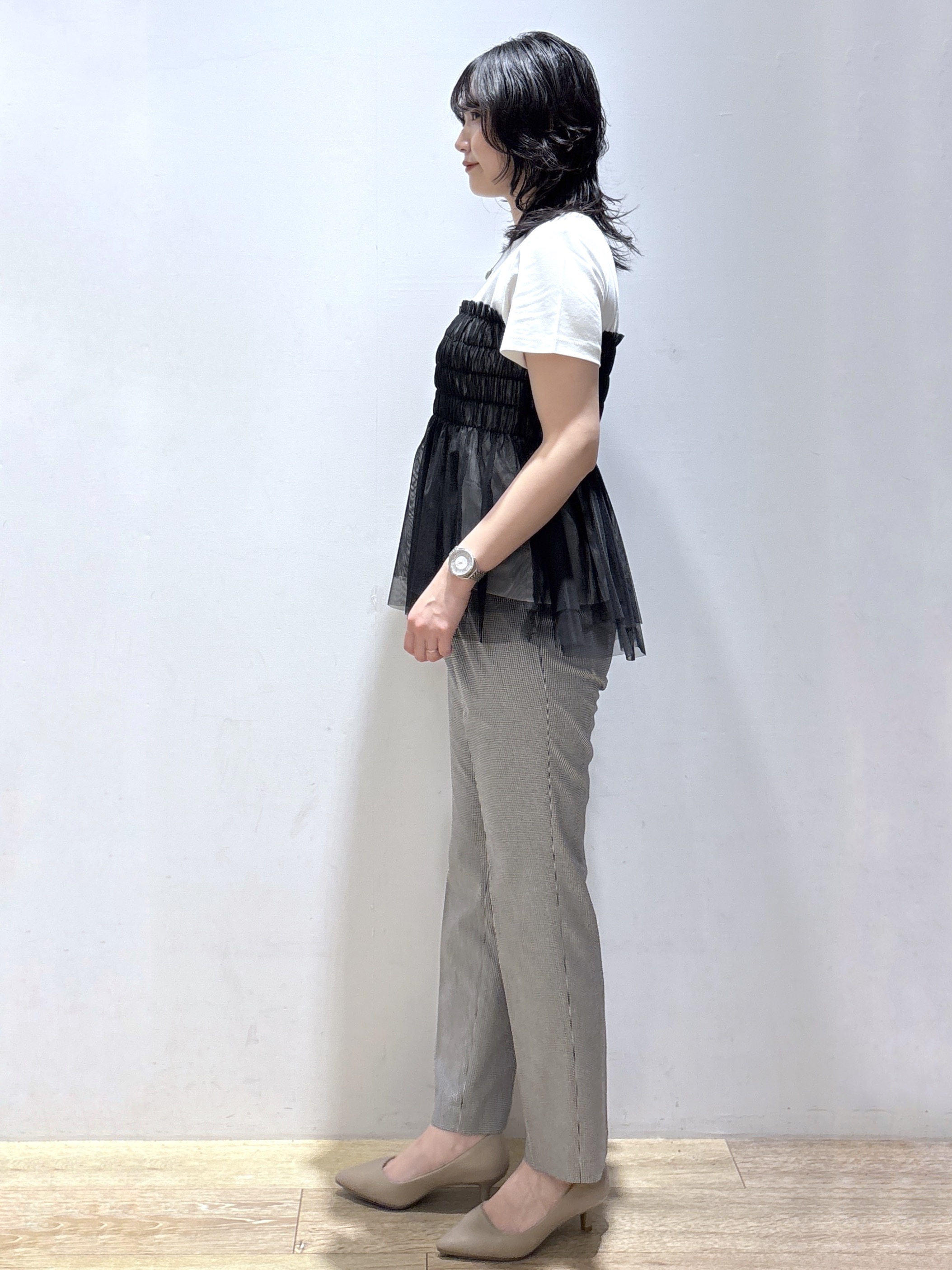 mizukiさんの「index｜チュールペプラムトップス【洗濯機OK／接触冷感／UVケア】」を使ったコーディネート