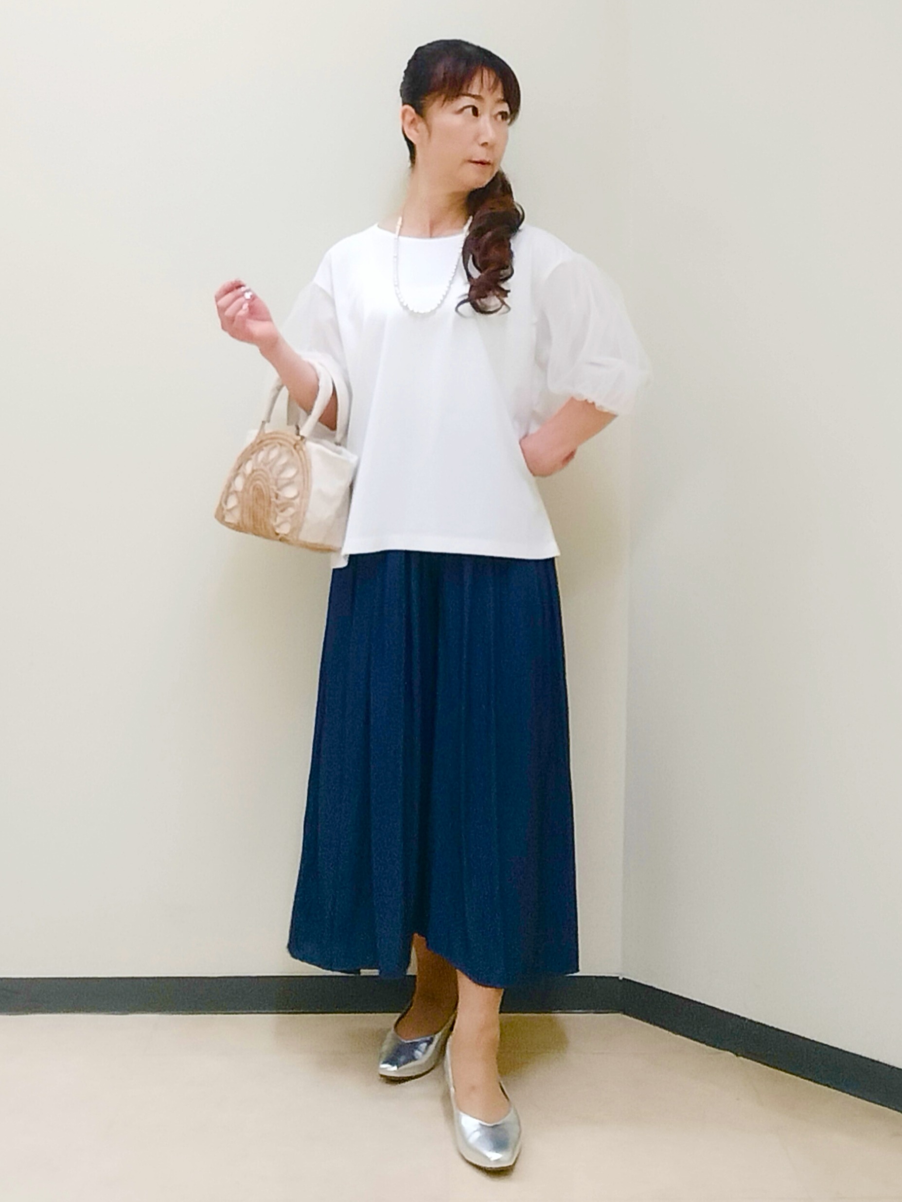 花さんの「Reflect｜【UVカット／接触冷感／吸水速乾】チュールスリーブプルオーバー」を使ったコーディネート