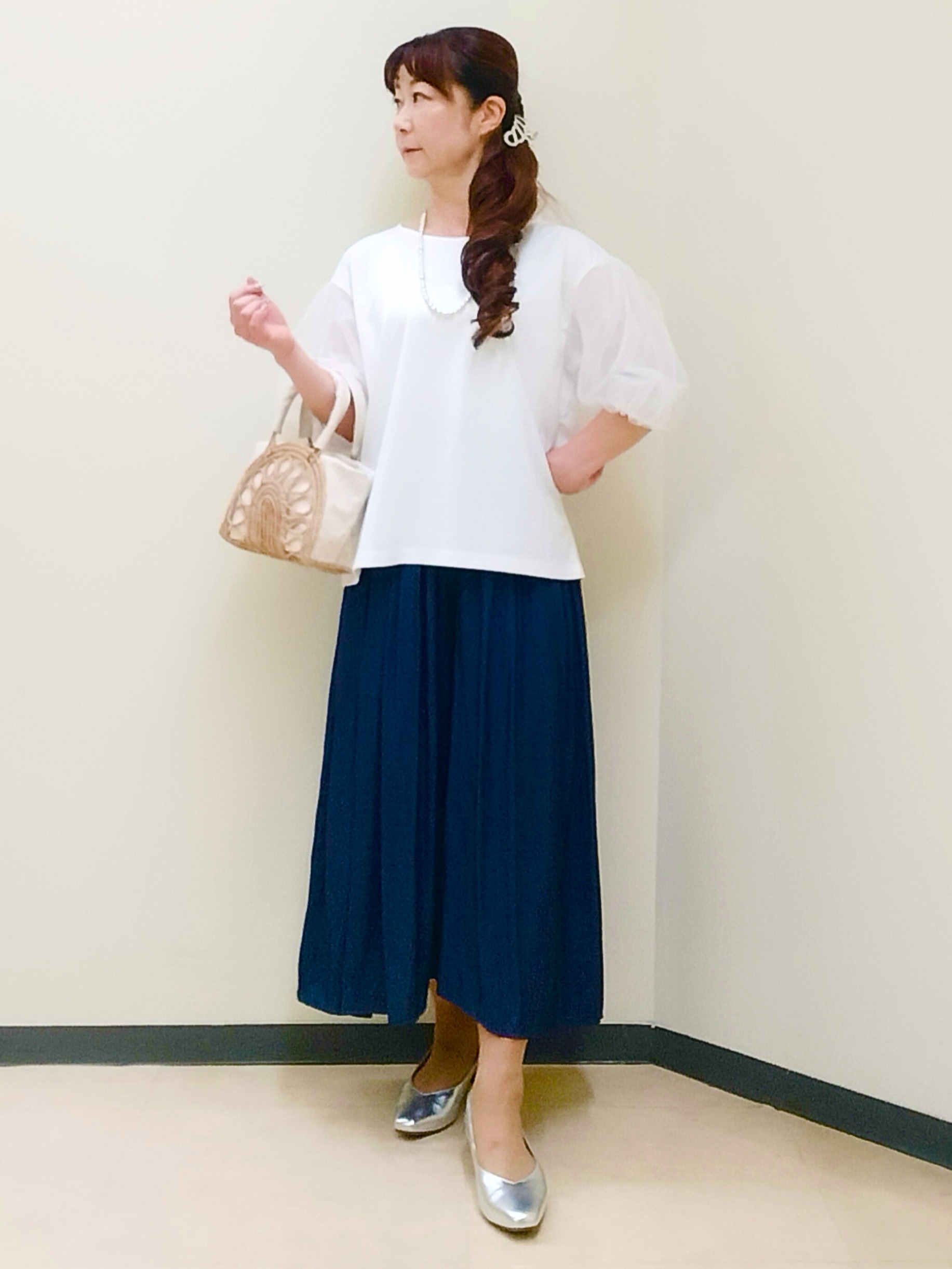 花さんの「Reflect｜【UVカット／接触冷感／吸水速乾】チュールスリーブプルオーバー」を使ったコーディネート