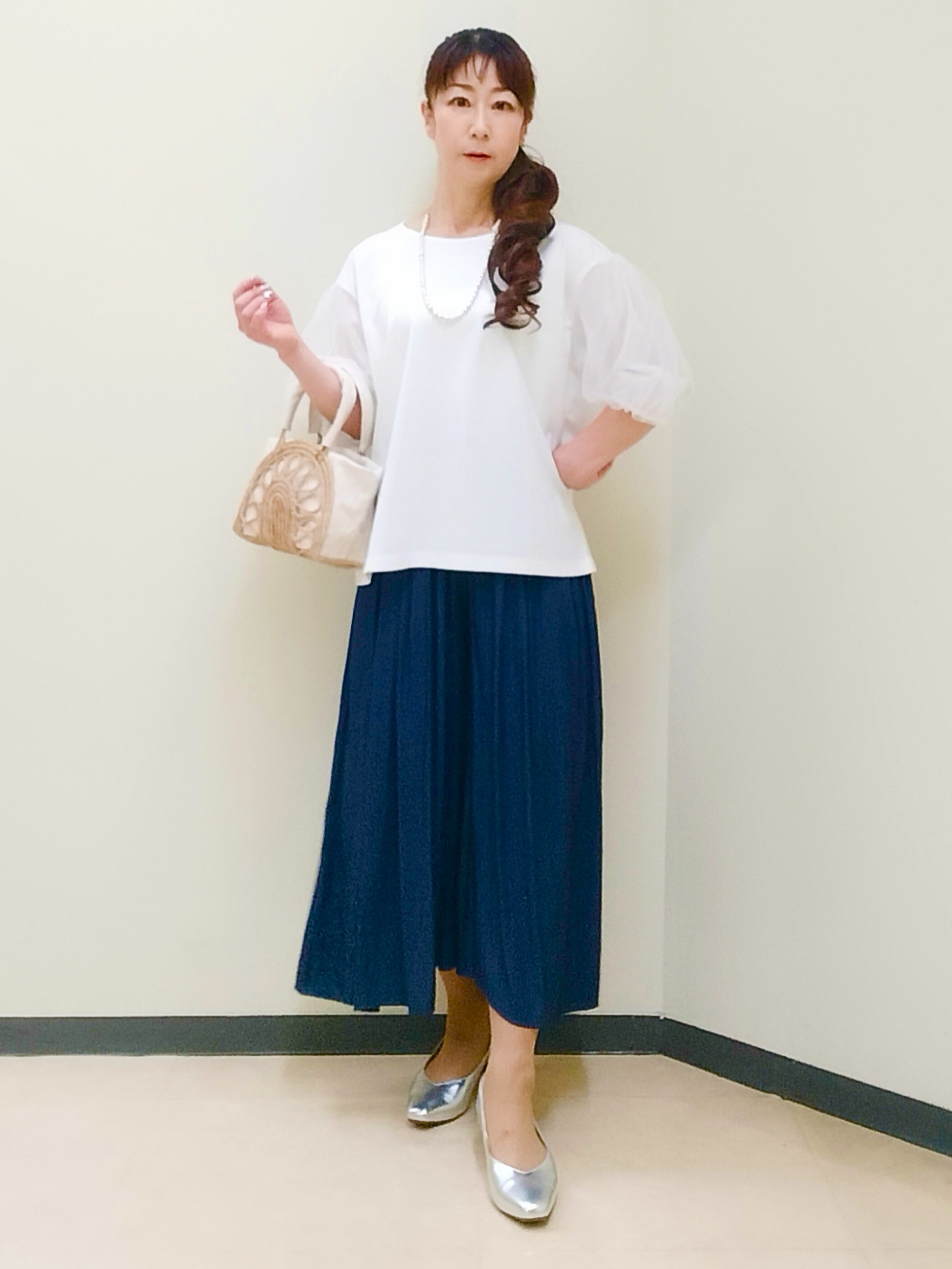 花さんの「Reflect｜【UVカット／接触冷感／吸水速乾】チュールスリーブプルオーバー」を使ったコーディネート