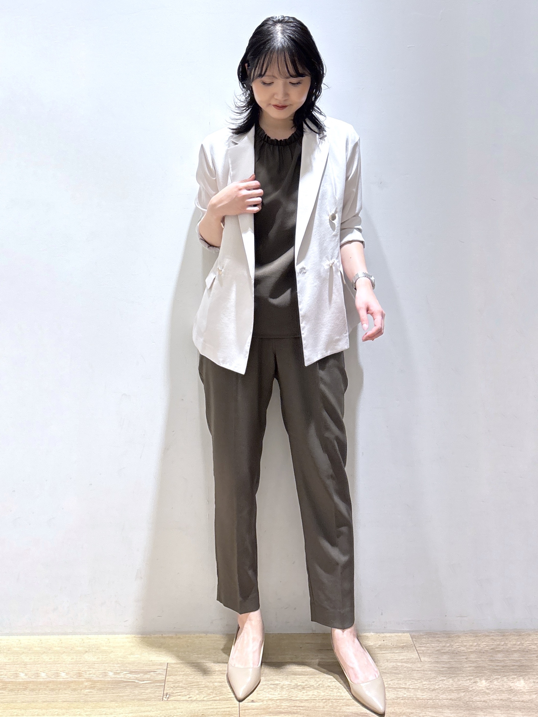 mizukiさんの「index｜《再入荷》ダブルブレストテーラードジャケット【接触冷感／吸水速乾／イージーアイロン／防シワ／洗濯機O」を使ったコーディネート