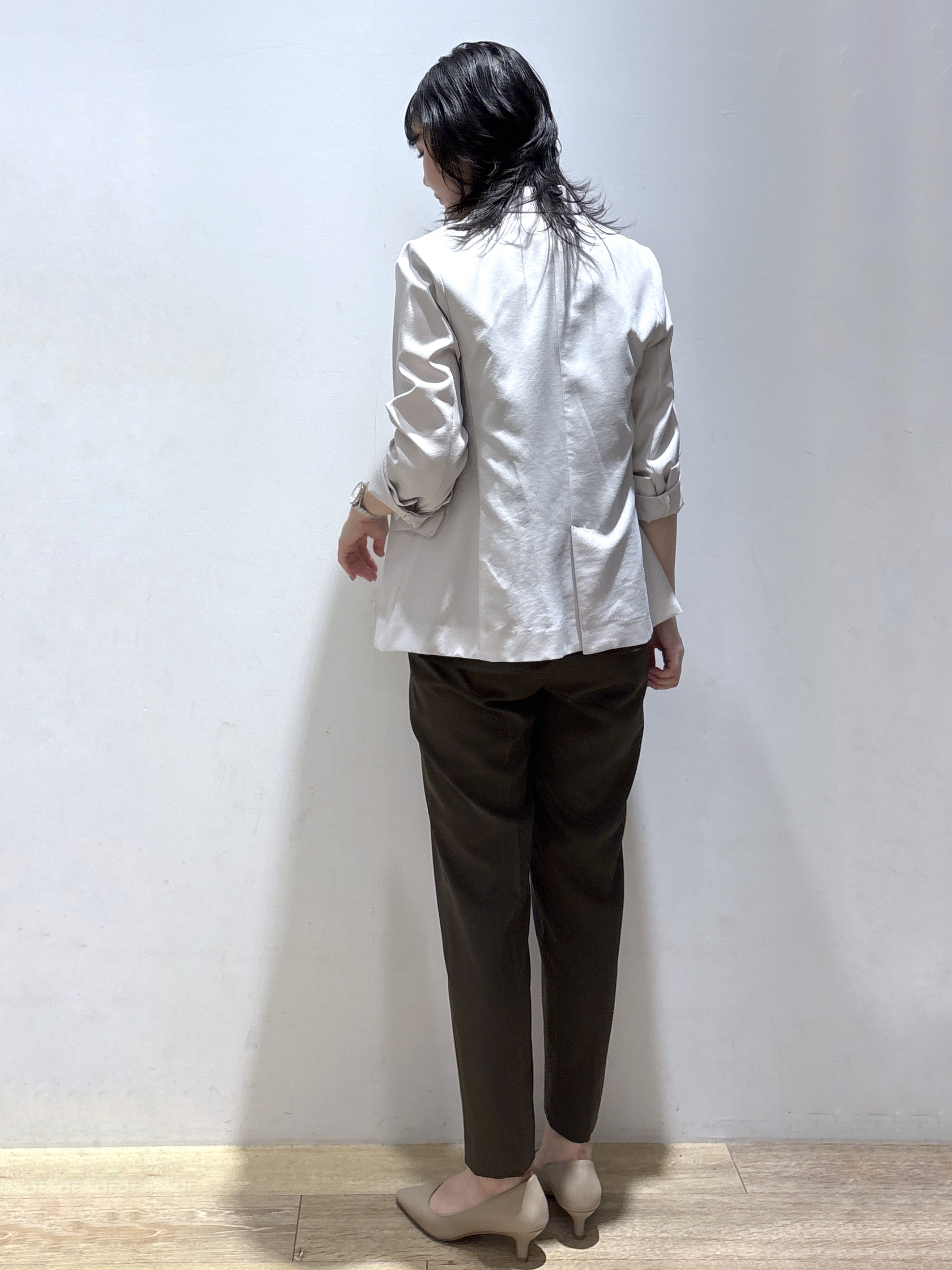 mizukiさんの「index｜《再入荷》ダブルブレストテーラードジャケット【接触冷感／吸水速乾／イージーアイロン／防シワ／洗濯機O」を使ったコーディネート