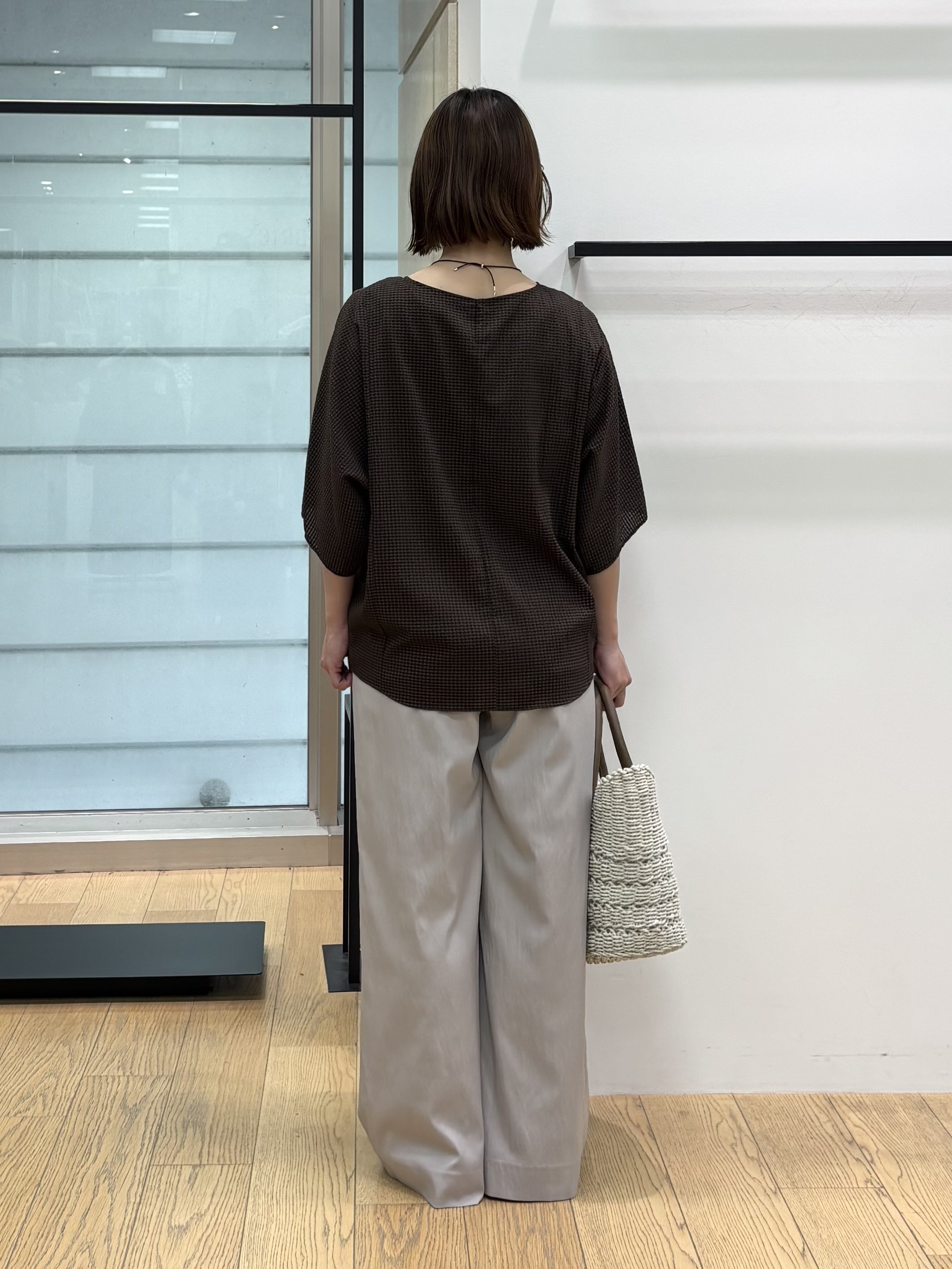 asamiさんの「INDIVI｜【体型カバー】サッカーチェックドルマントップス」を使ったコーディネート