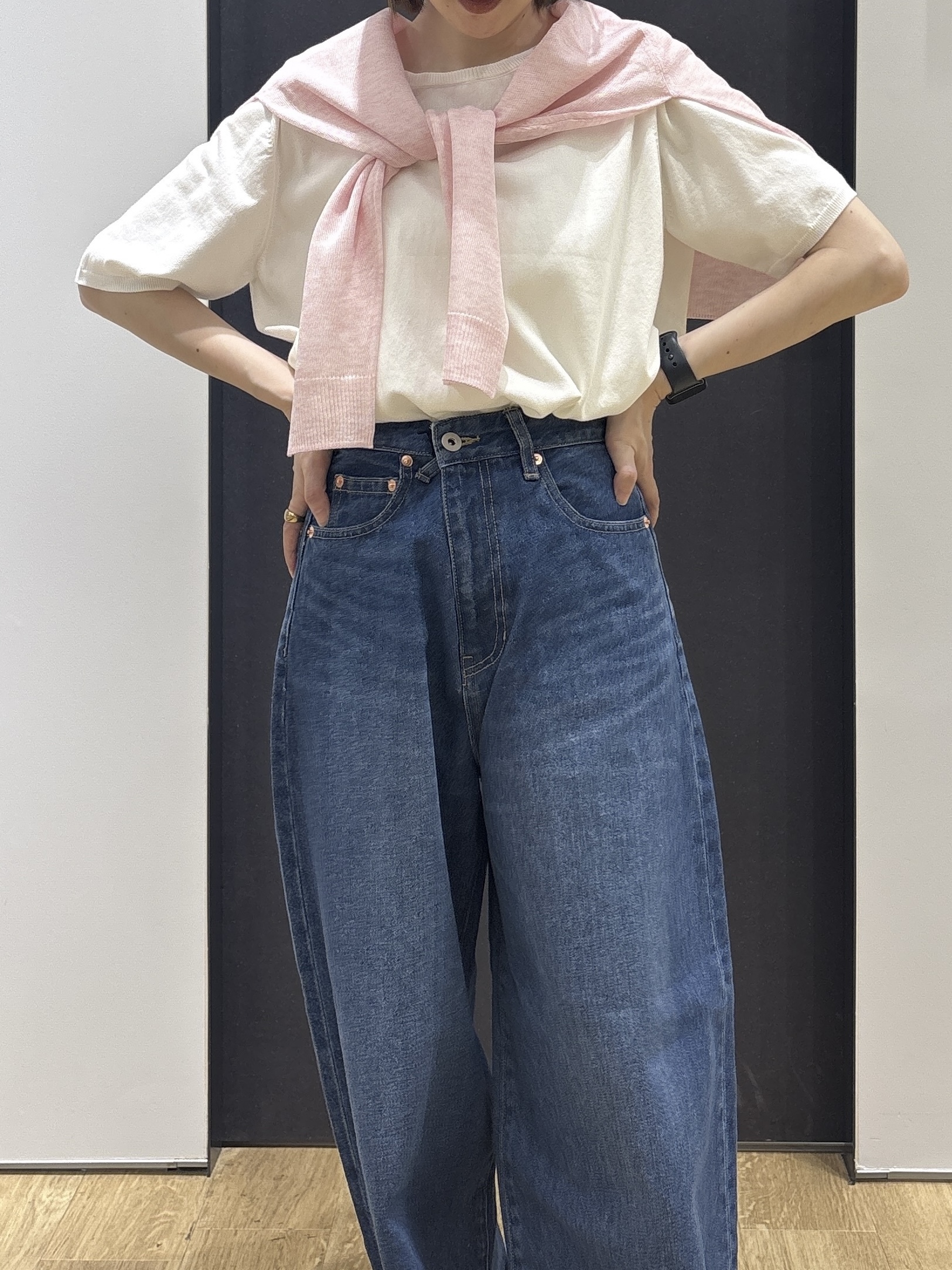 risaさんの「Dessin｜【9色展開/接触冷感/UVカット】ドライタッチサマーニットT」を使ったコーディネート