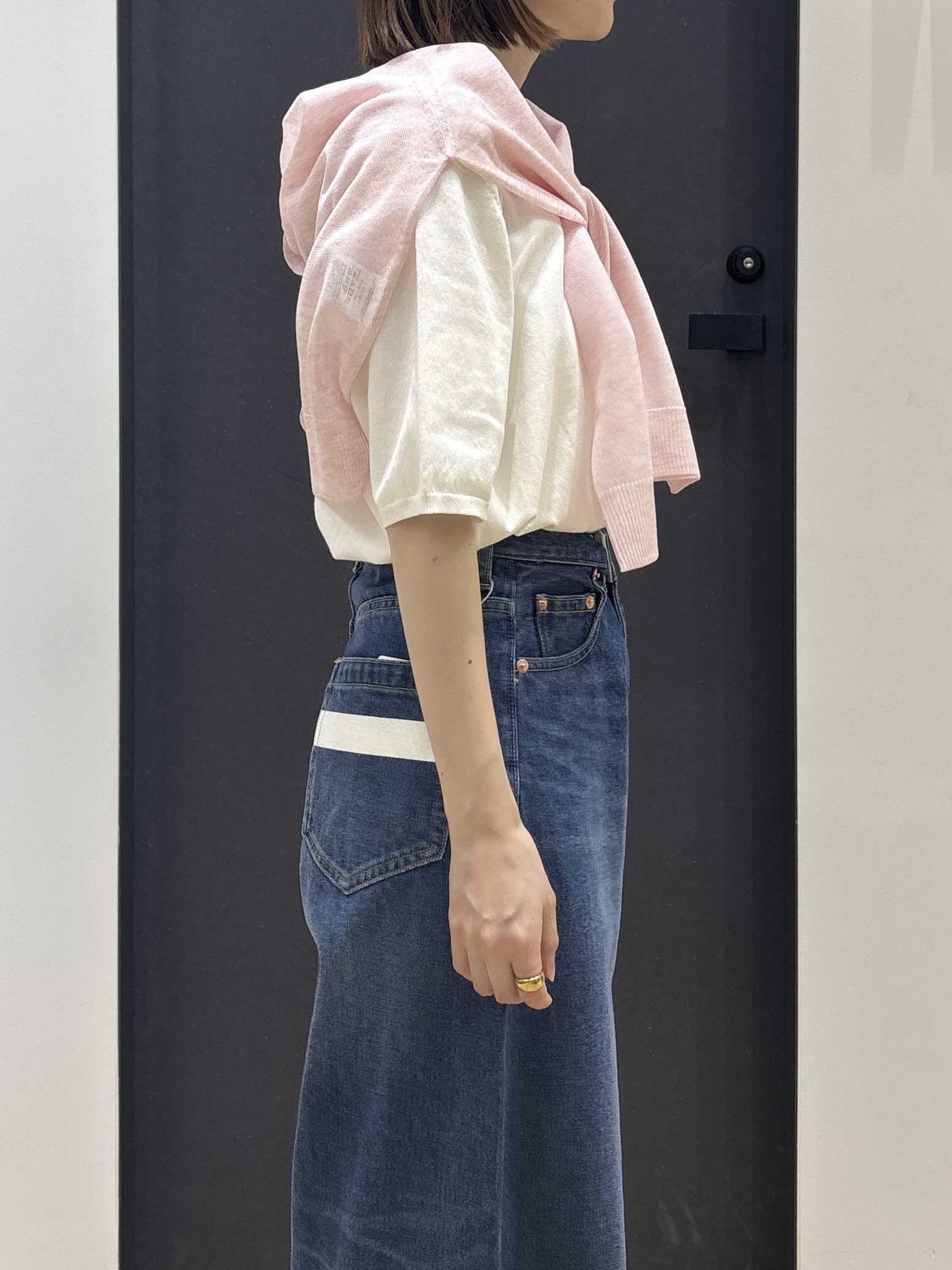 risaさんの「Dessin｜【9色展開/接触冷感/UVカット】ドライタッチサマーニットT」を使ったコーディネート