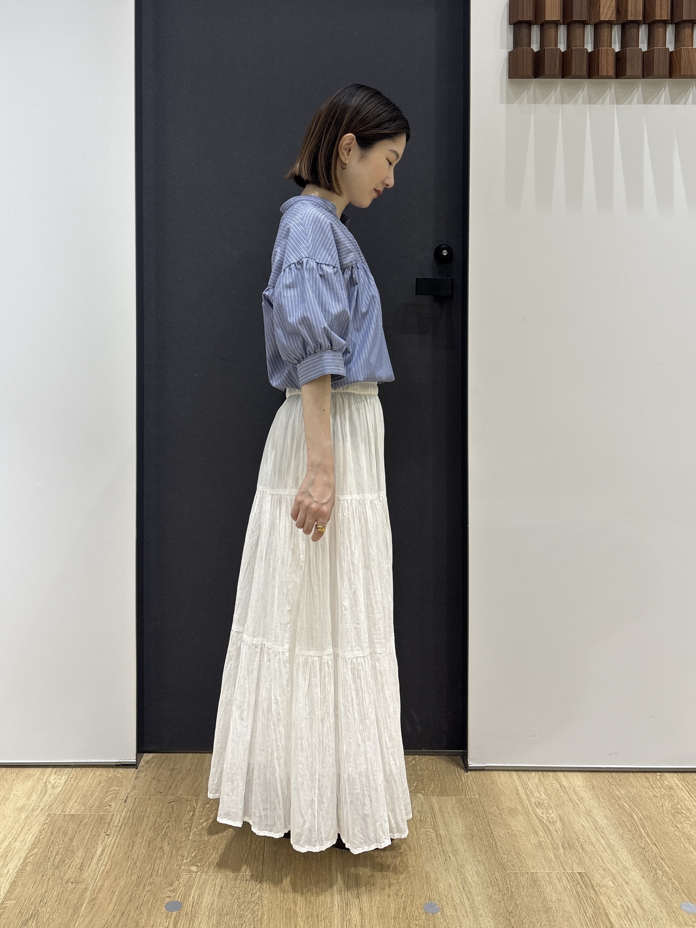 risaさんの「Dessin｜【洗える】ストライプスキッパーシャツ」を使ったコーディネート