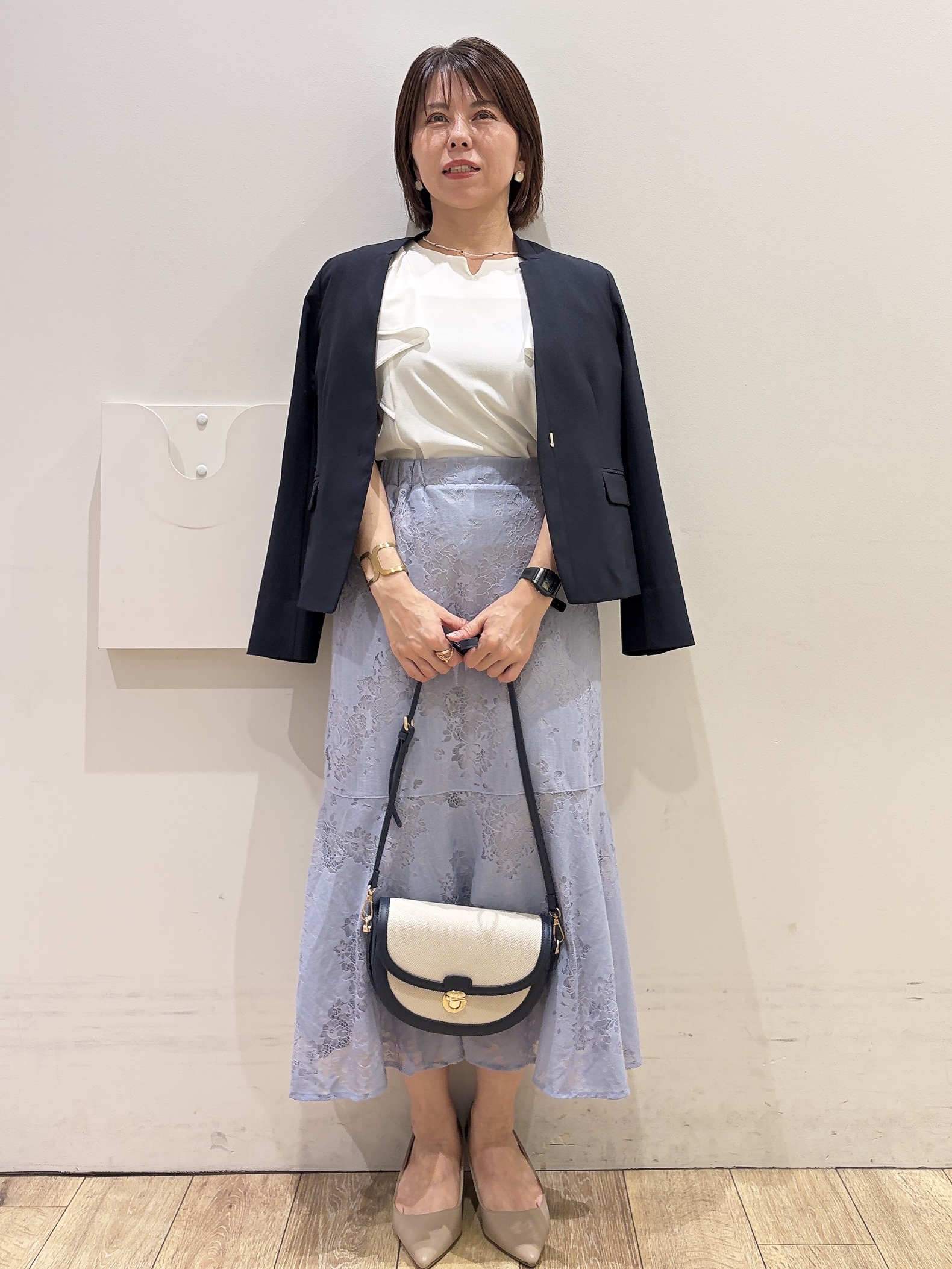 YUKOさんの「index｜【接触冷感／吸水速乾】ノーカラージャケット／セットアップ対応可《洗える／防シワ／ストレッチ》」を使ったコーディネート
