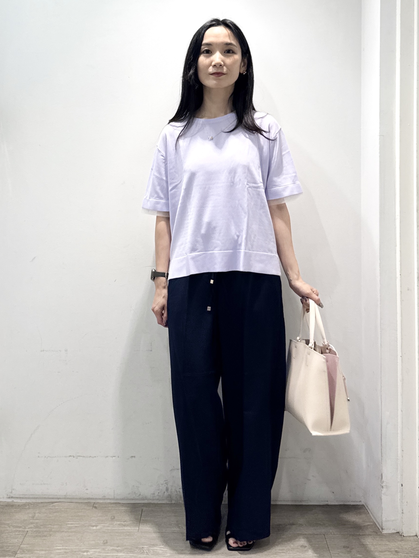 yuicciさんの「OPAQUE.CLIP｜【UV／接触冷感／抗ピル】シアー＆レイヤード風さらりニット《洗濯機OK》」を使ったコーディネート