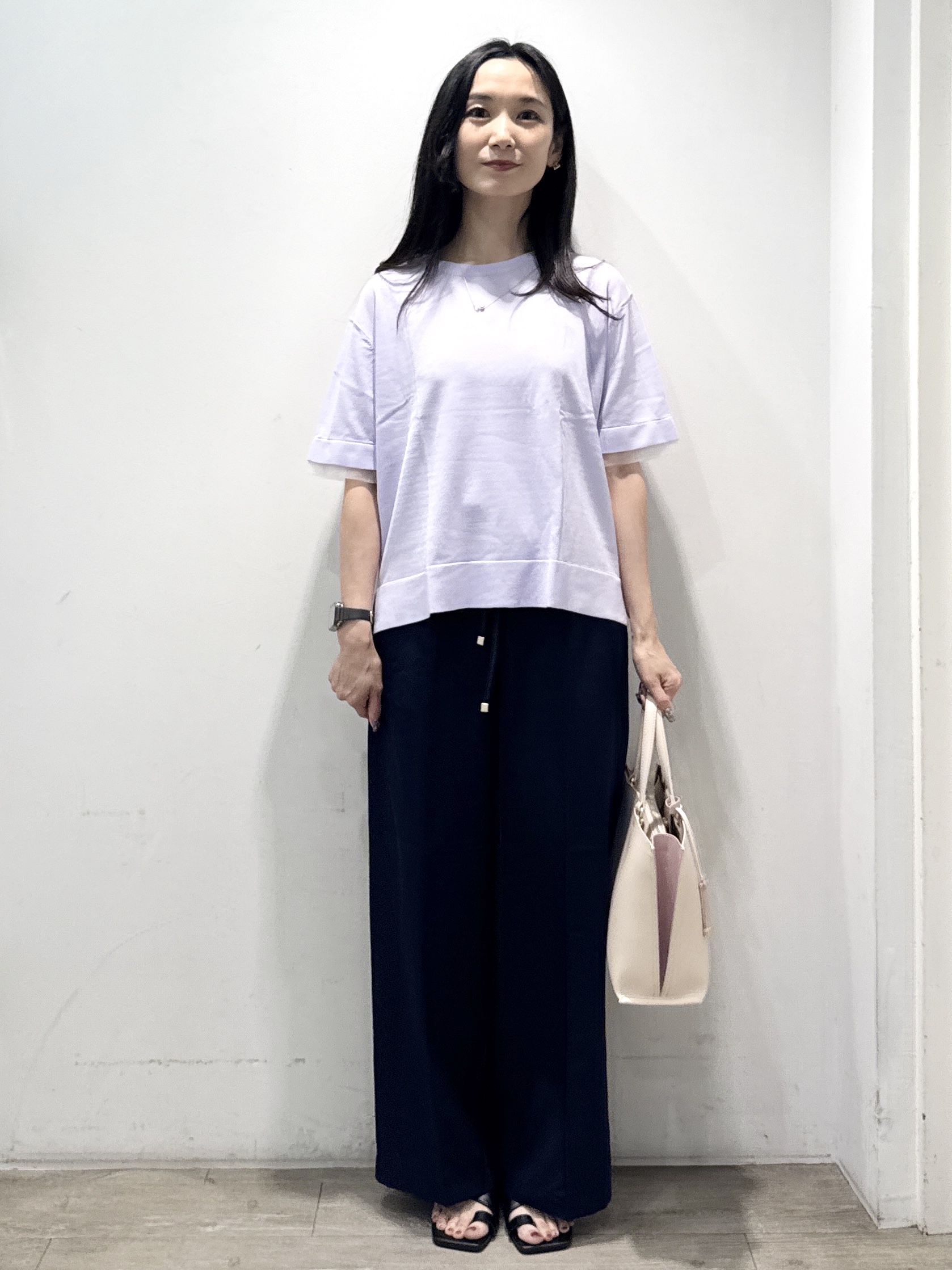 yuicciさんの「OPAQUE.CLIP｜【UV／接触冷感／抗ピル】シアー＆レイヤード風さらりニット《洗濯機OK》」を使ったコーディネート