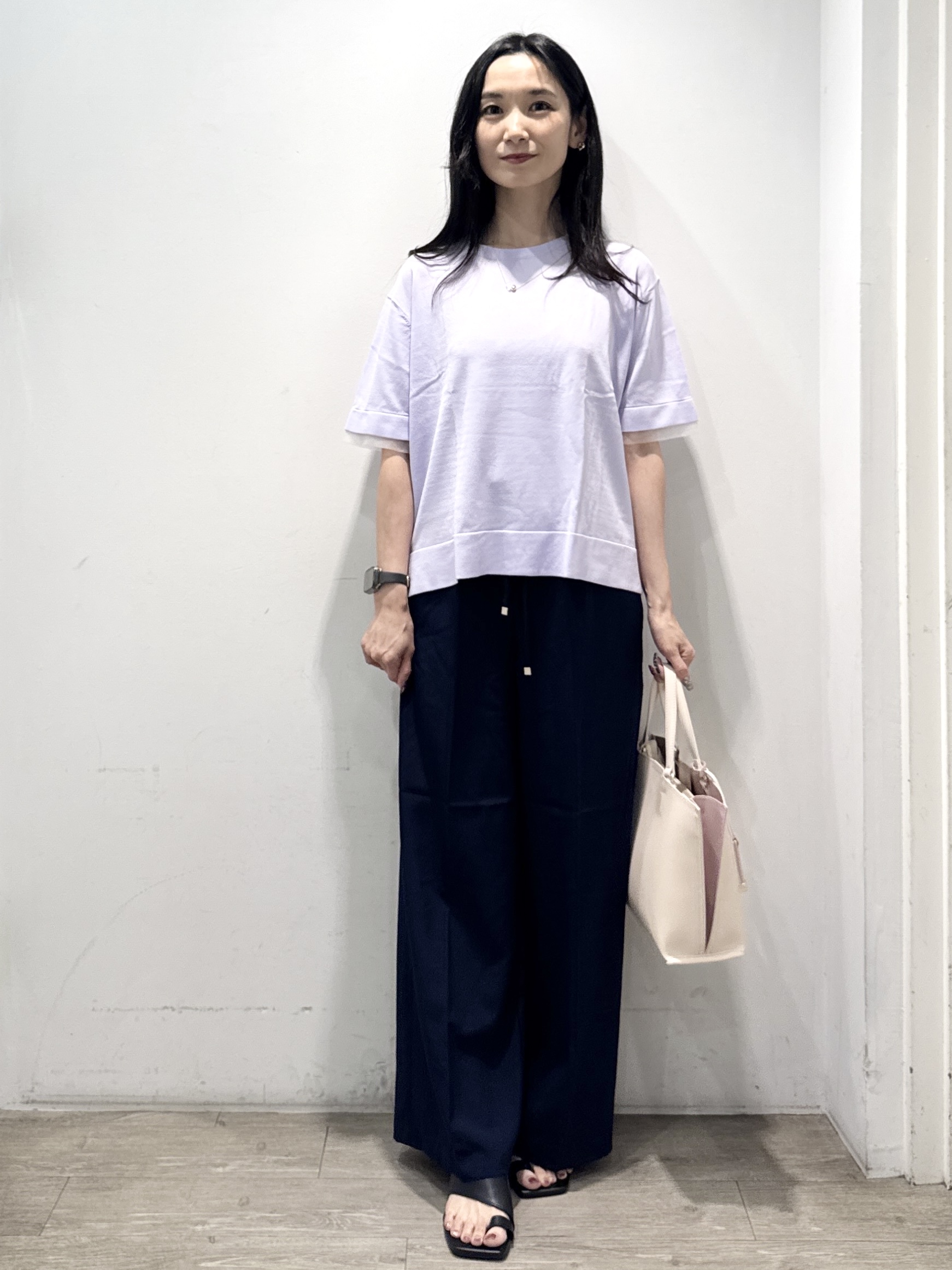 yuicciさんの「OPAQUE.CLIP｜【UV／接触冷感／抗ピル】シアー＆レイヤード風さらりニット《洗濯機OK》」を使ったコーディネート