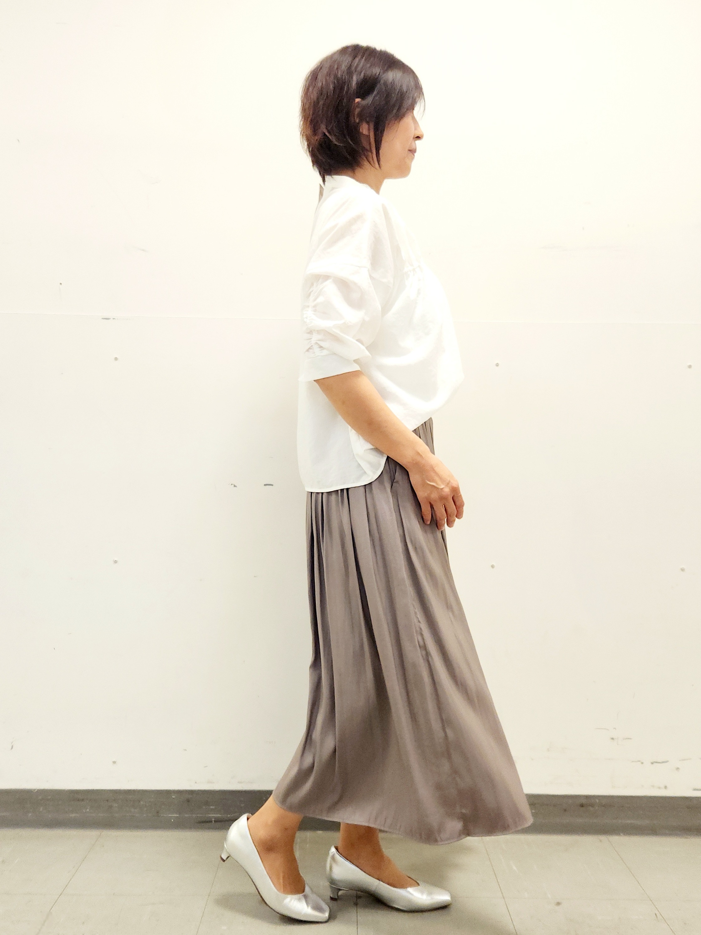 mayumayuさんの「Reflect｜【手洗い可】プチハイネック ギャザーブラウス」を使ったコーディネート