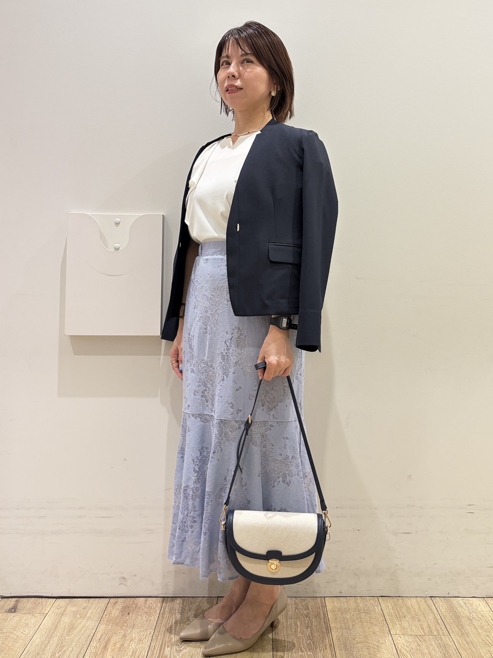 YUKOさんの「index｜【接触冷感／吸水速乾】ノーカラージャケット／セットアップ対応可《洗える／防シワ／ストレッチ》」を使ったコーディネート