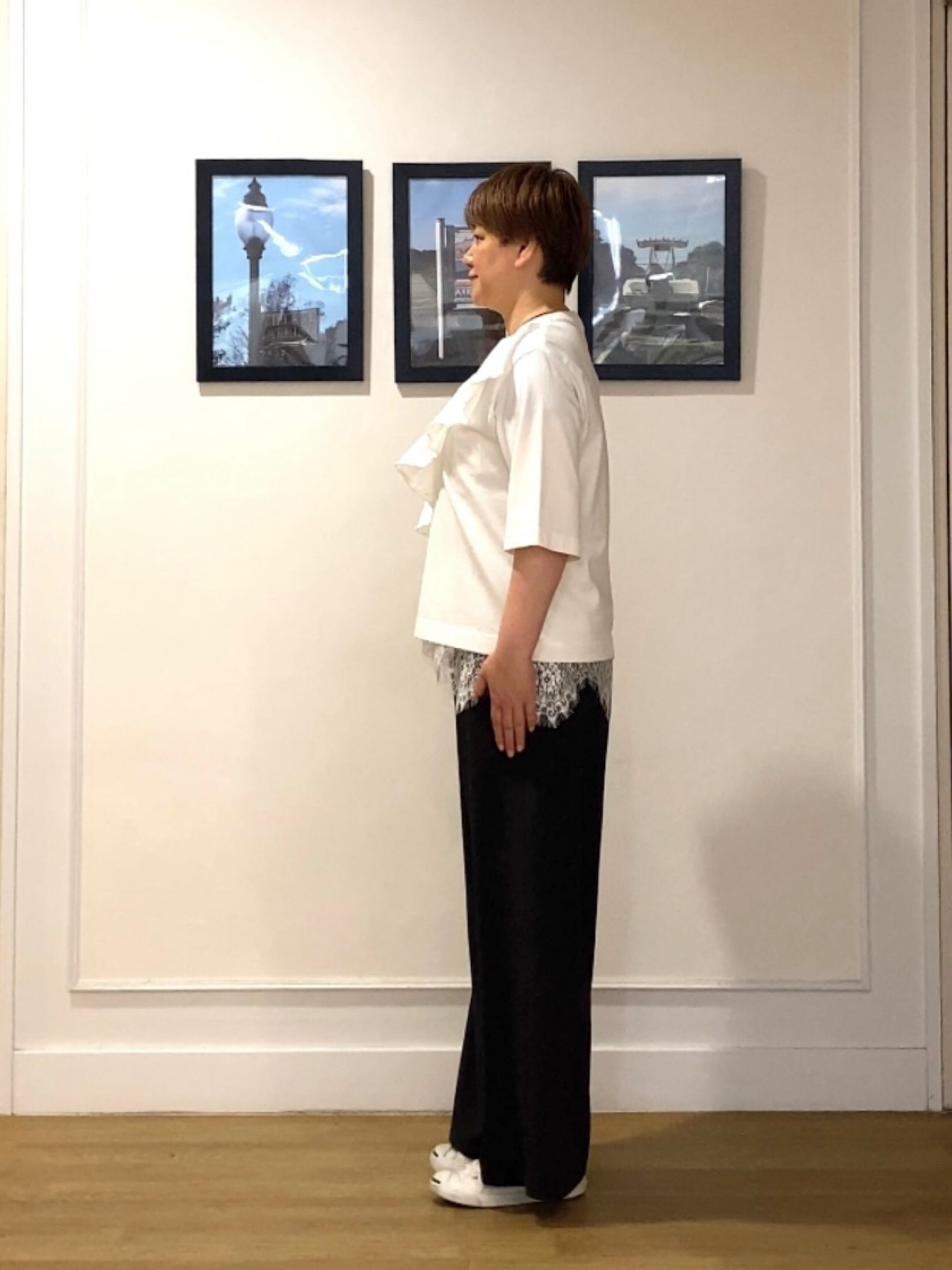 Hiroさんの「Dessin｜アシメフリル ヴィンテージライクプルオーバー」を使ったコーディネート