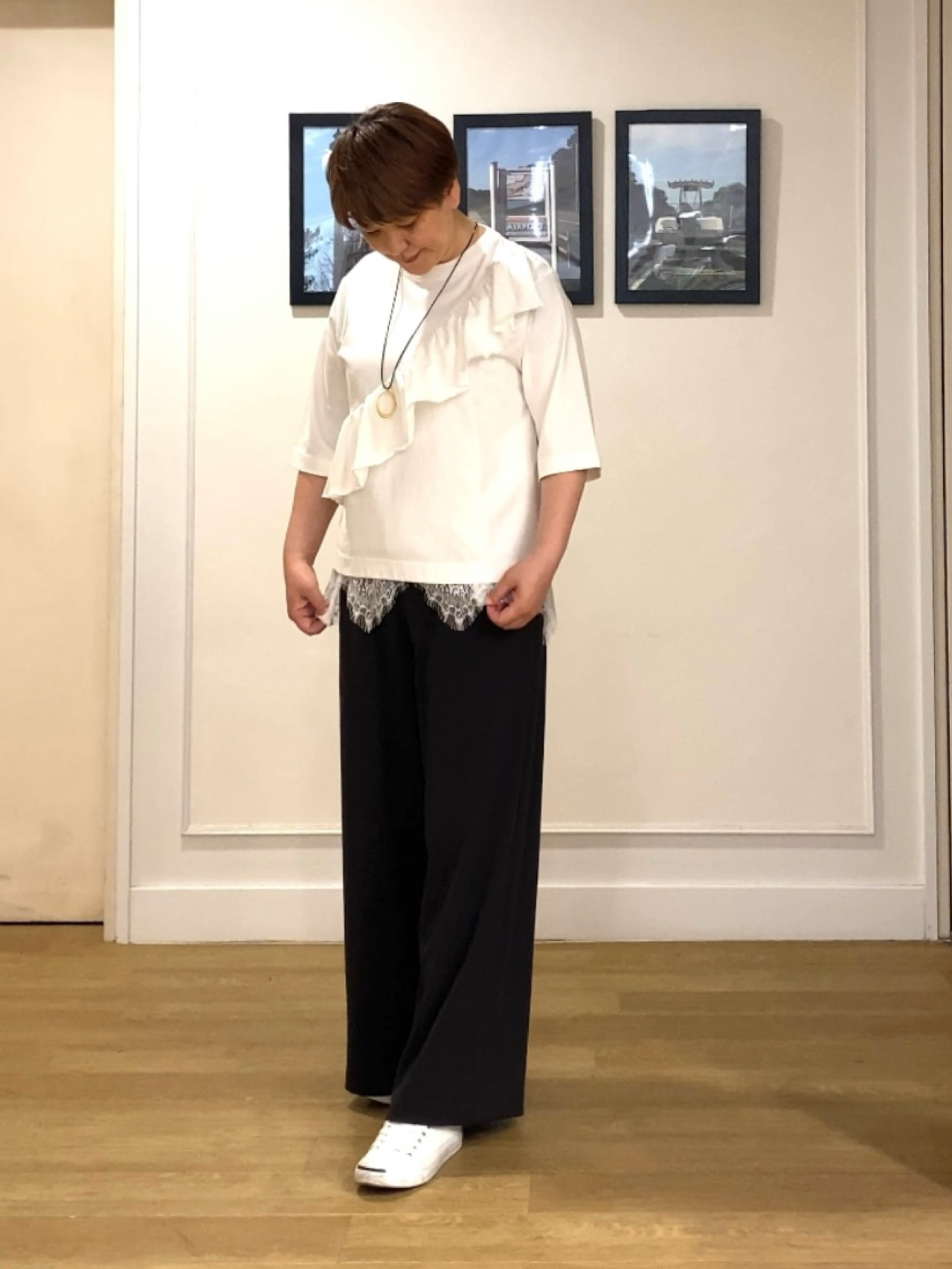 Hiroさんの「Dessin｜アシメフリル ヴィンテージライクプルオーバー」を使ったコーディネート