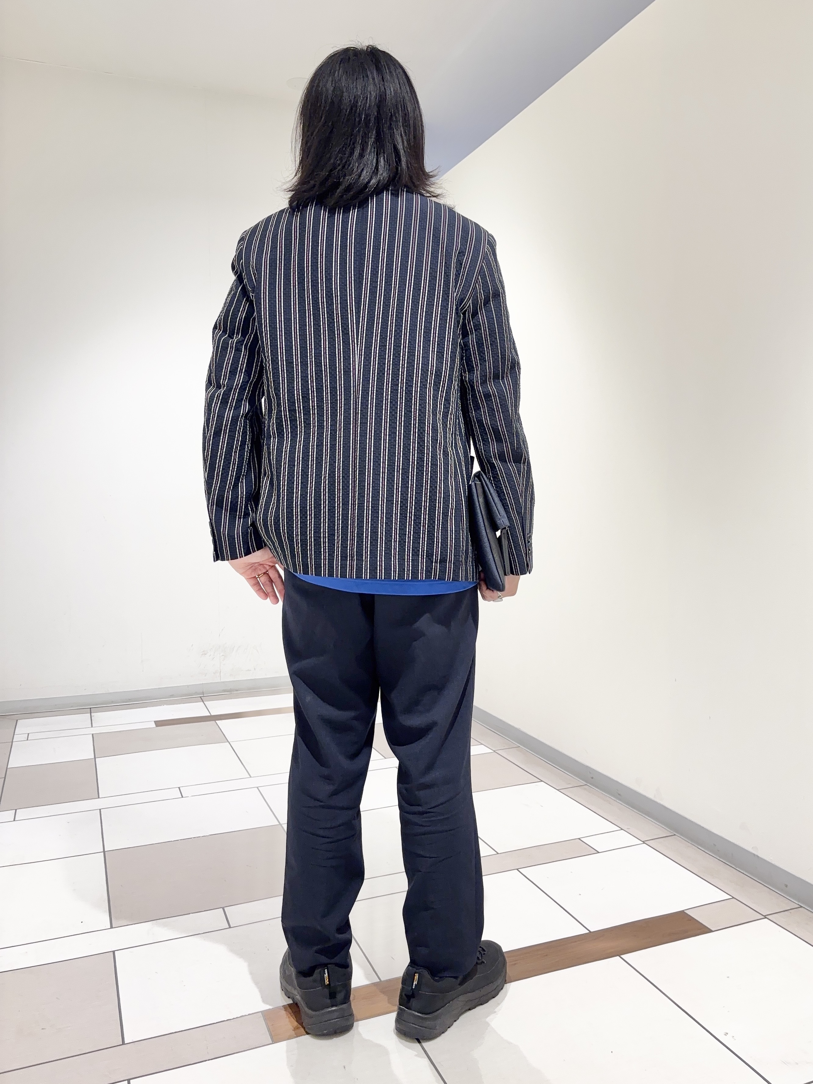 及川さんの「TAKEO KIKUCHI｜【BOWLER HAT LABEL】サッカーストライプ ダブルジャケット」を使ったコーディネート