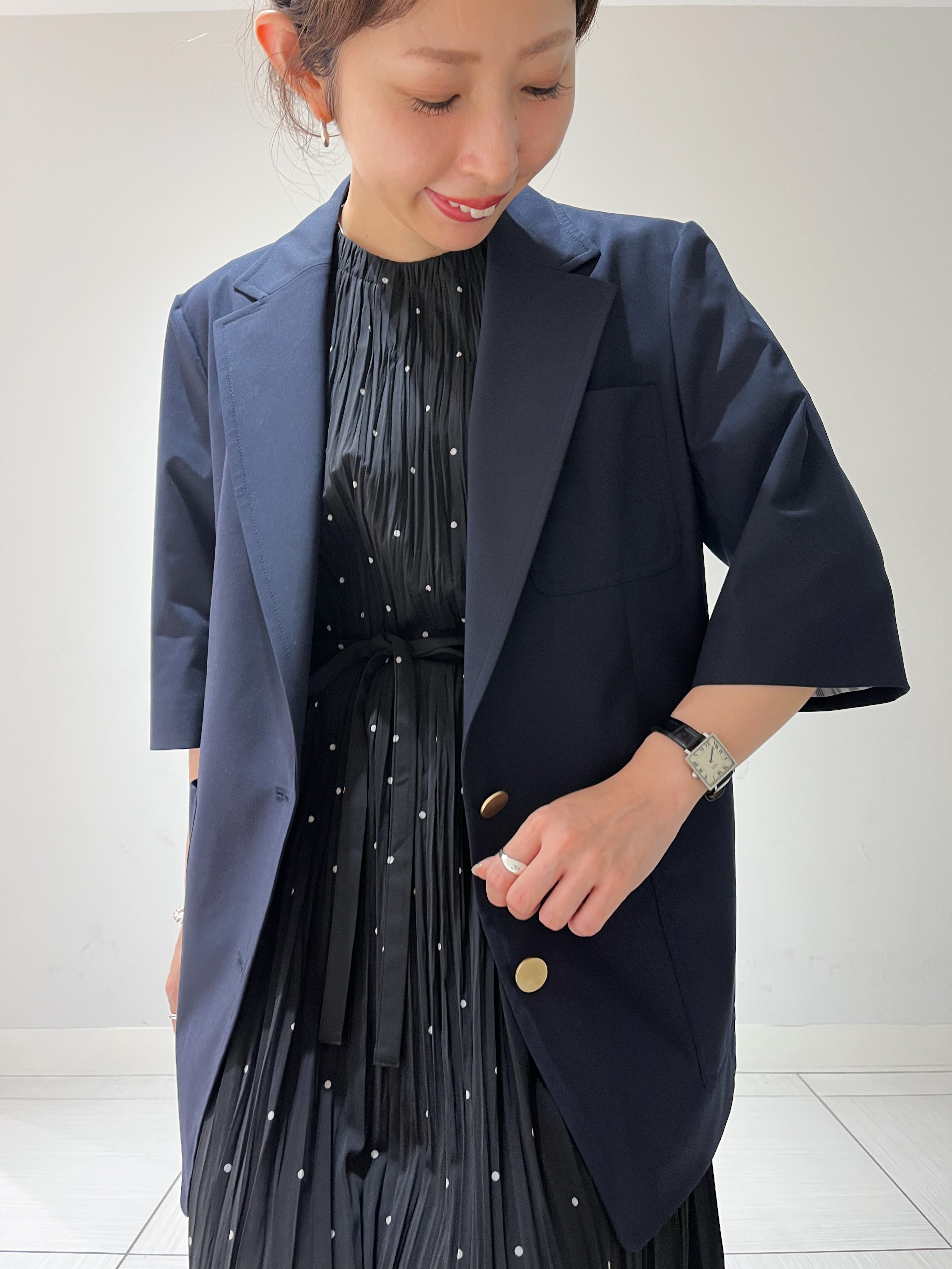 じゅんさんの「DRESSTERIOR｜【接触冷感/セットアップ可】 2WAYストレッチスリークオータージャケット」を使ったコーディネート