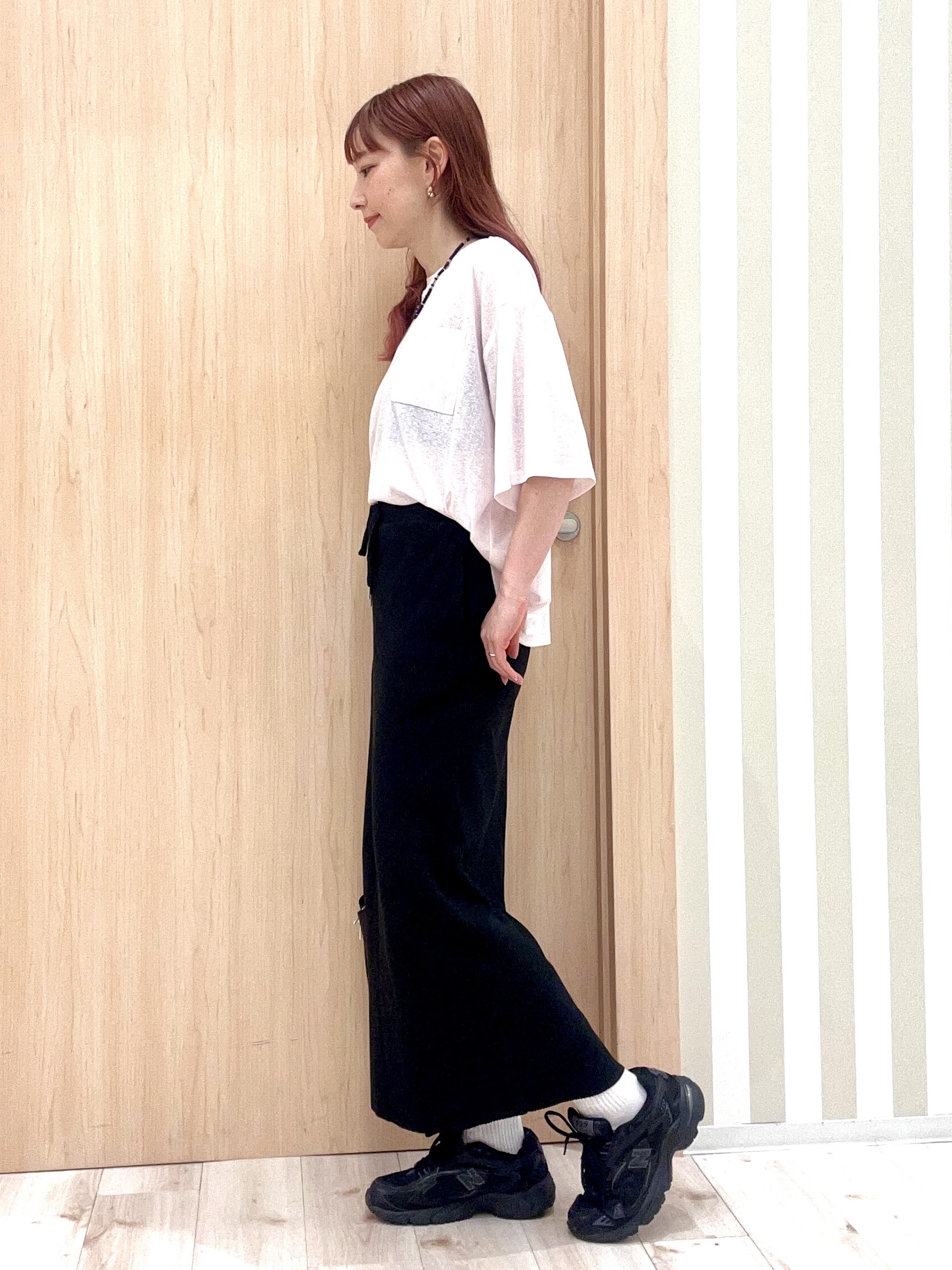 ririさんの「SHOO･LA･RUE｜【S-LL/洗濯機可/体型カバー】ゆるっとこなれる 大人のシアースラブTシャツ」を使ったコーディネート