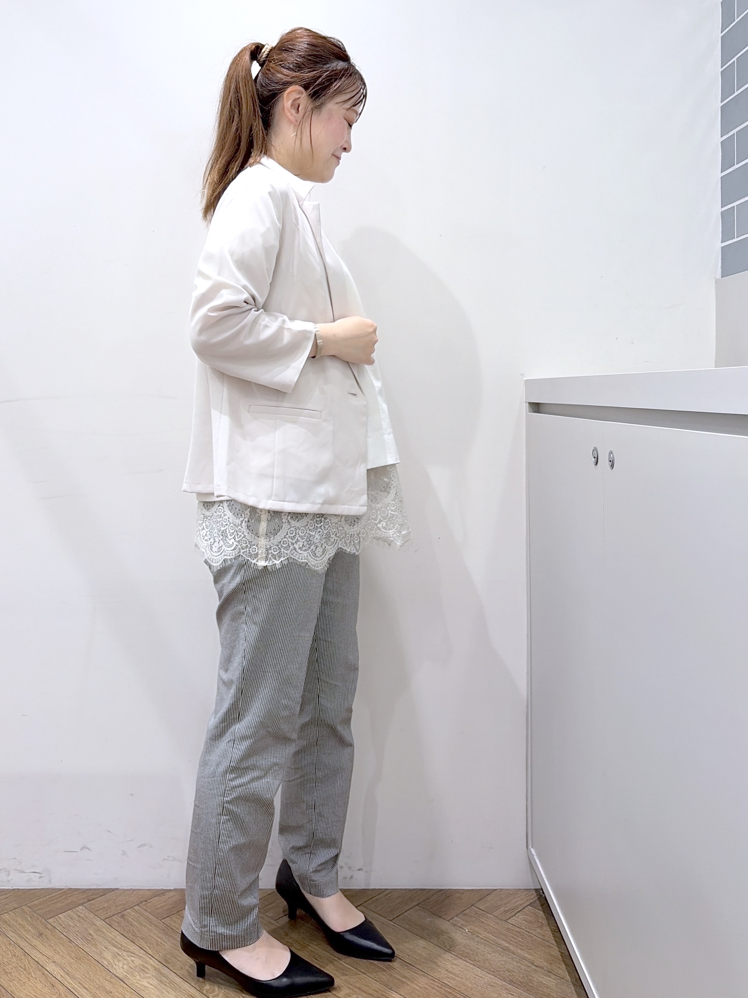 Junさんの「index｜【接触冷感／防シワ】ひんやり7分袖テーラードジャケット《洗濯機OK》」を使ったコーディネート