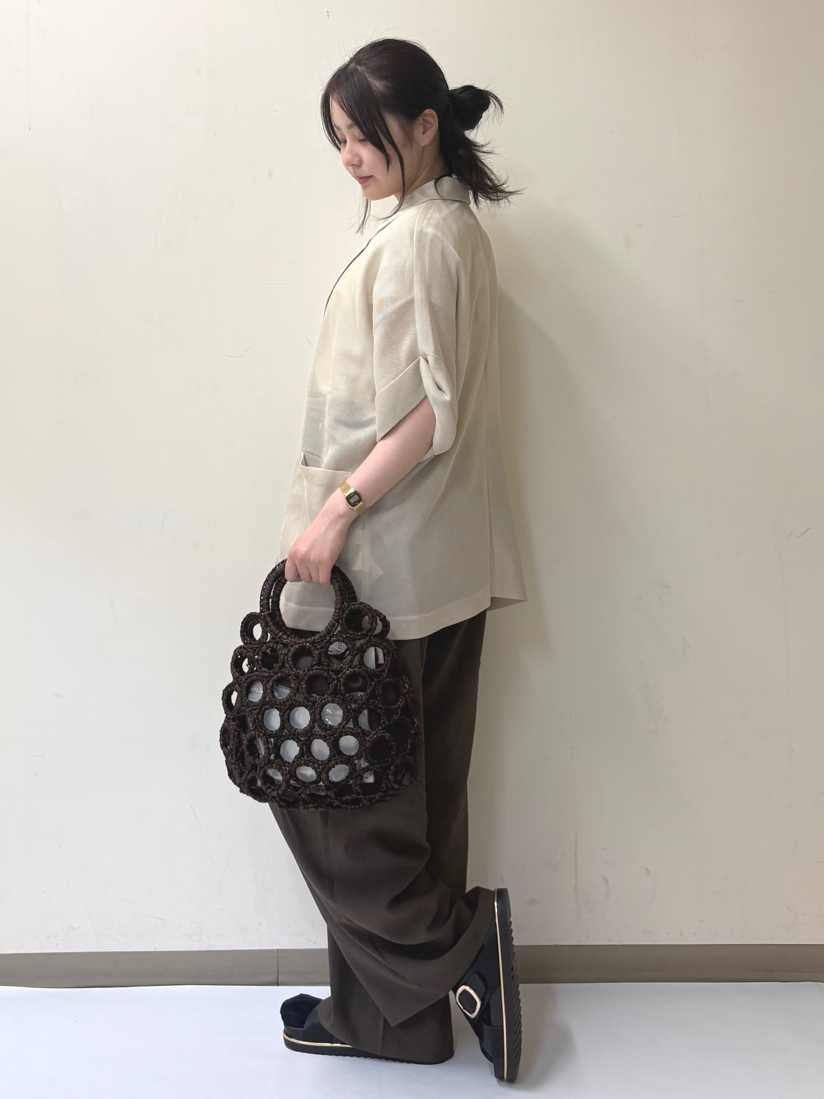 幕田里咲さんの「OPAQUE.CLIP｜メッシュテーラードジャケット【洗濯機OK】」を使ったコーディネート