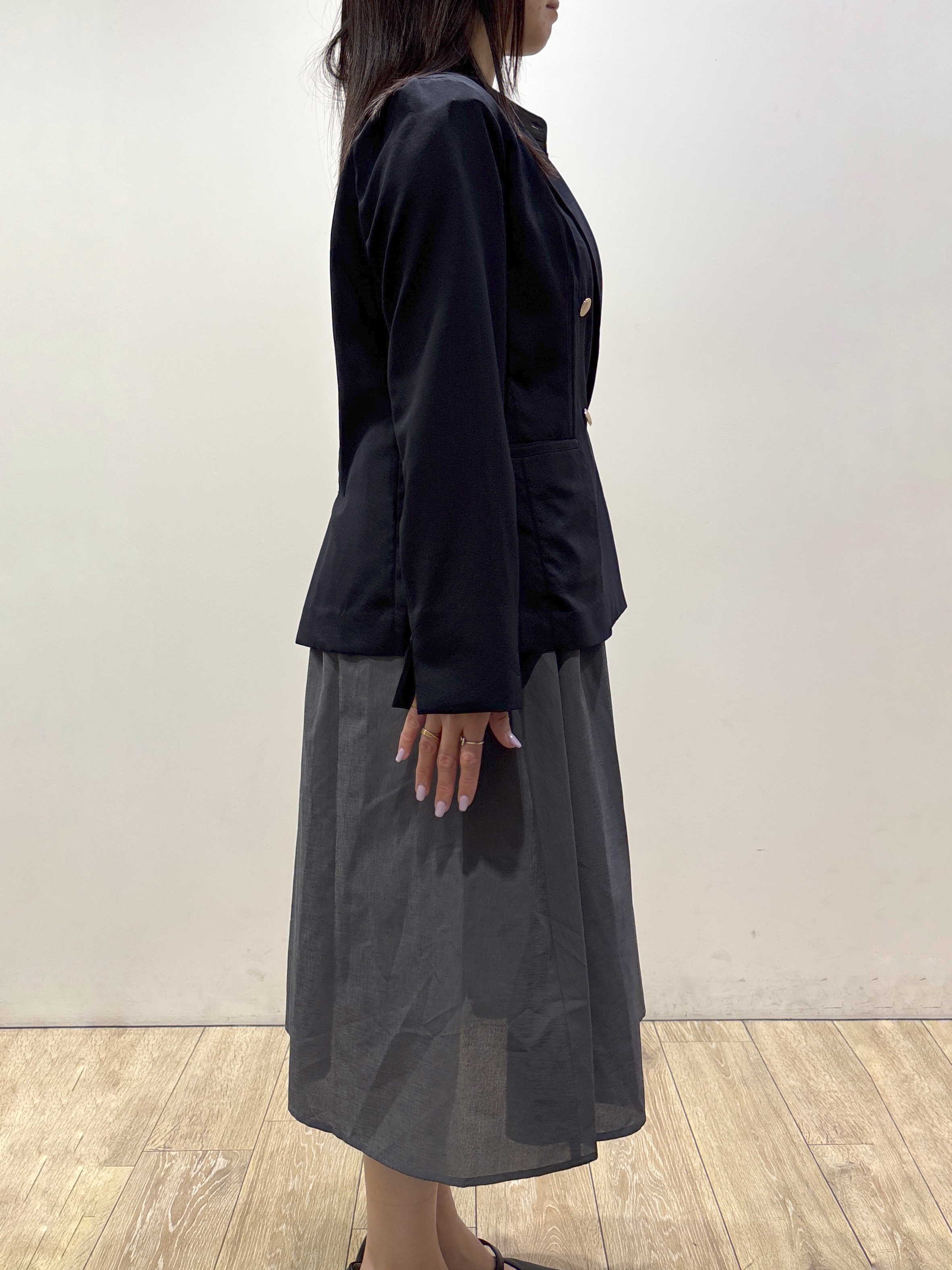 mameさんの「index｜《再入荷》ダブルブレストテーラードジャケット【接触冷感／吸水速乾／イージーアイロン／防シワ／洗濯機O」を使ったコーディネート
