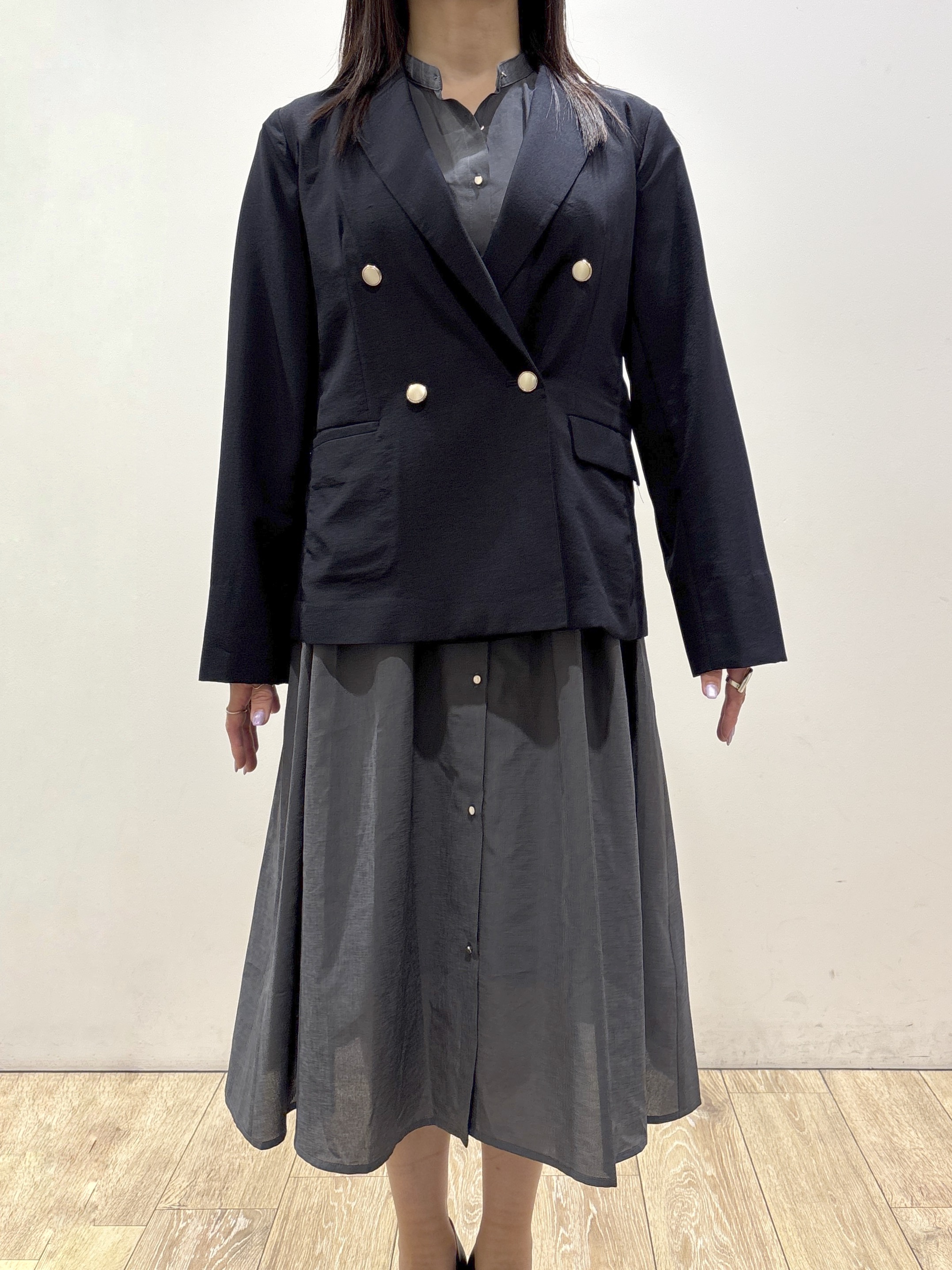 mameさんの「index｜《再入荷》ダブルブレストテーラードジャケット【接触冷感／吸水速乾／イージーアイロン／防シワ／洗濯機O」を使ったコーディネート