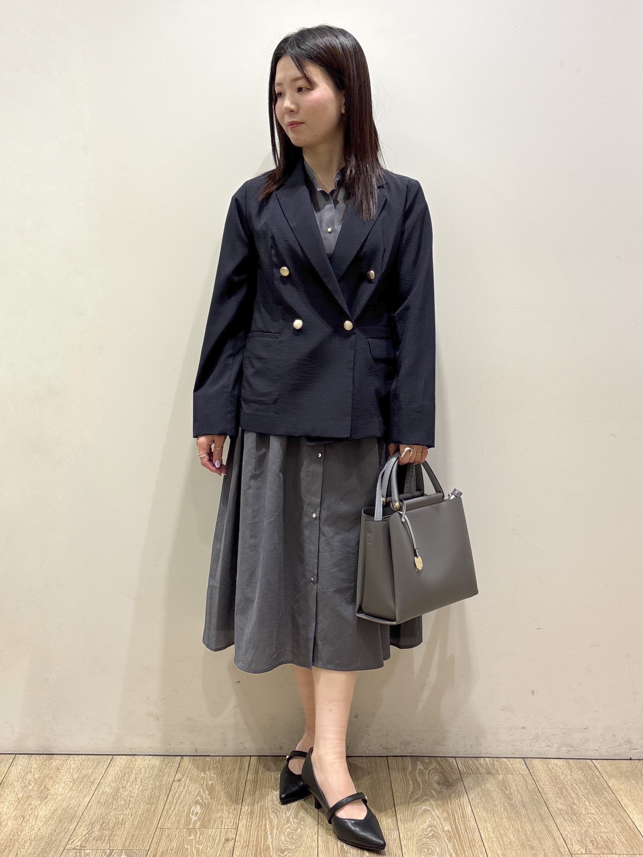 mameさんの「index｜《再入荷》ダブルブレストテーラードジャケット【接触冷感／吸水速乾／イージーアイロン／防シワ／洗濯機O」を使ったコーディネート
