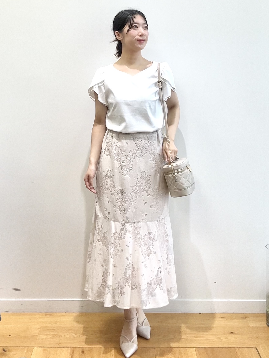 RINAさんの「index｜【接触冷感／UVケア】ハートネックレースレイヤードトップス《洗濯機OK／6col》」を使ったコーディネート