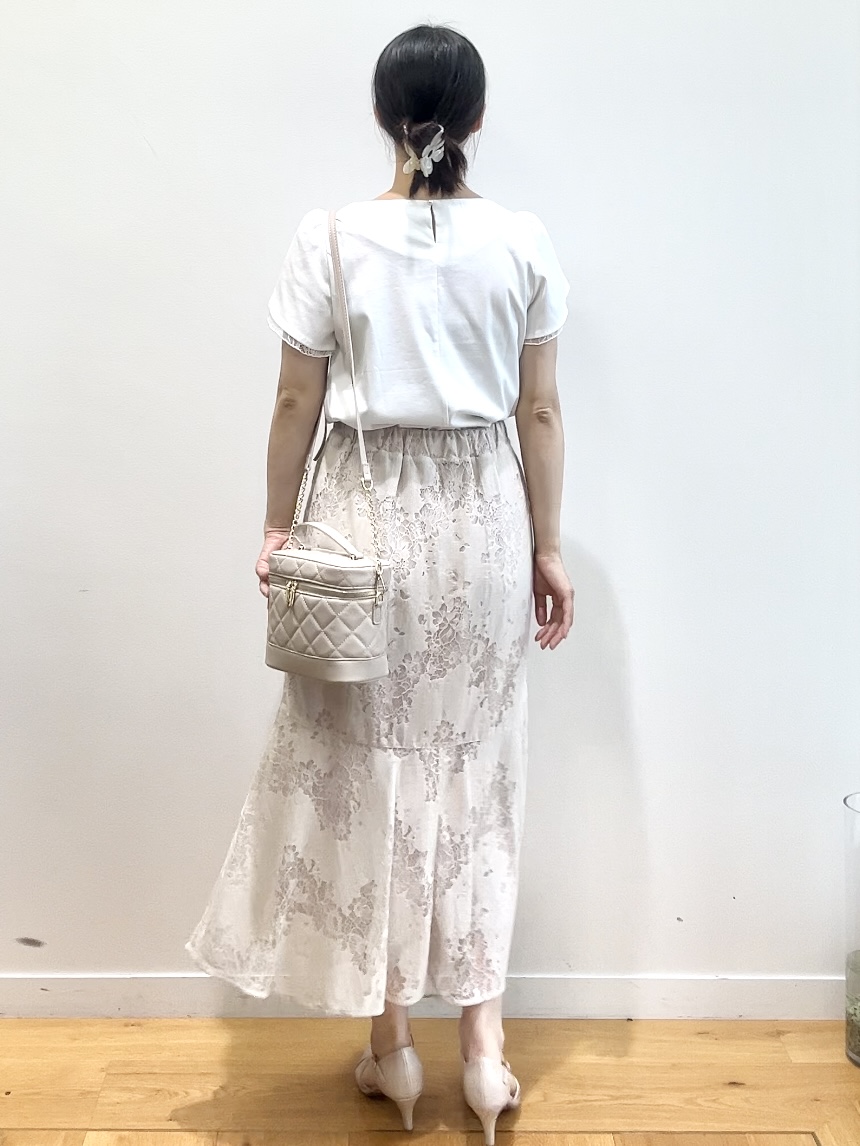 RINAさんの「index｜【接触冷感／UVケア】ハートネックレースレイヤードトップス《洗濯機OK／6col》」を使ったコーディネート