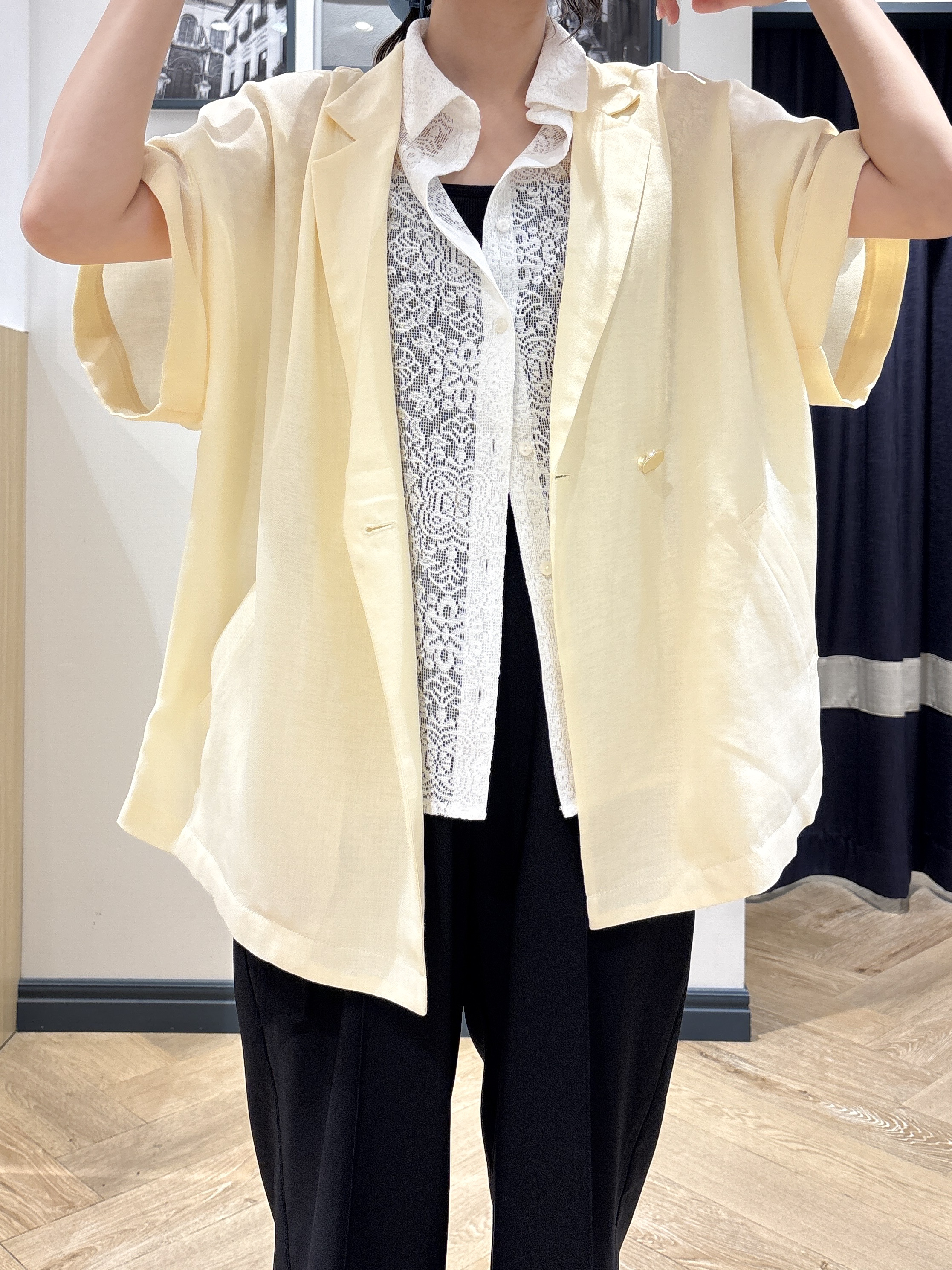 ayakaさんの「grove｜【洗濯機OK・ひんやり/SETUP可】シワになりにくいハーフスリーブジャケット」を使ったコーディネート