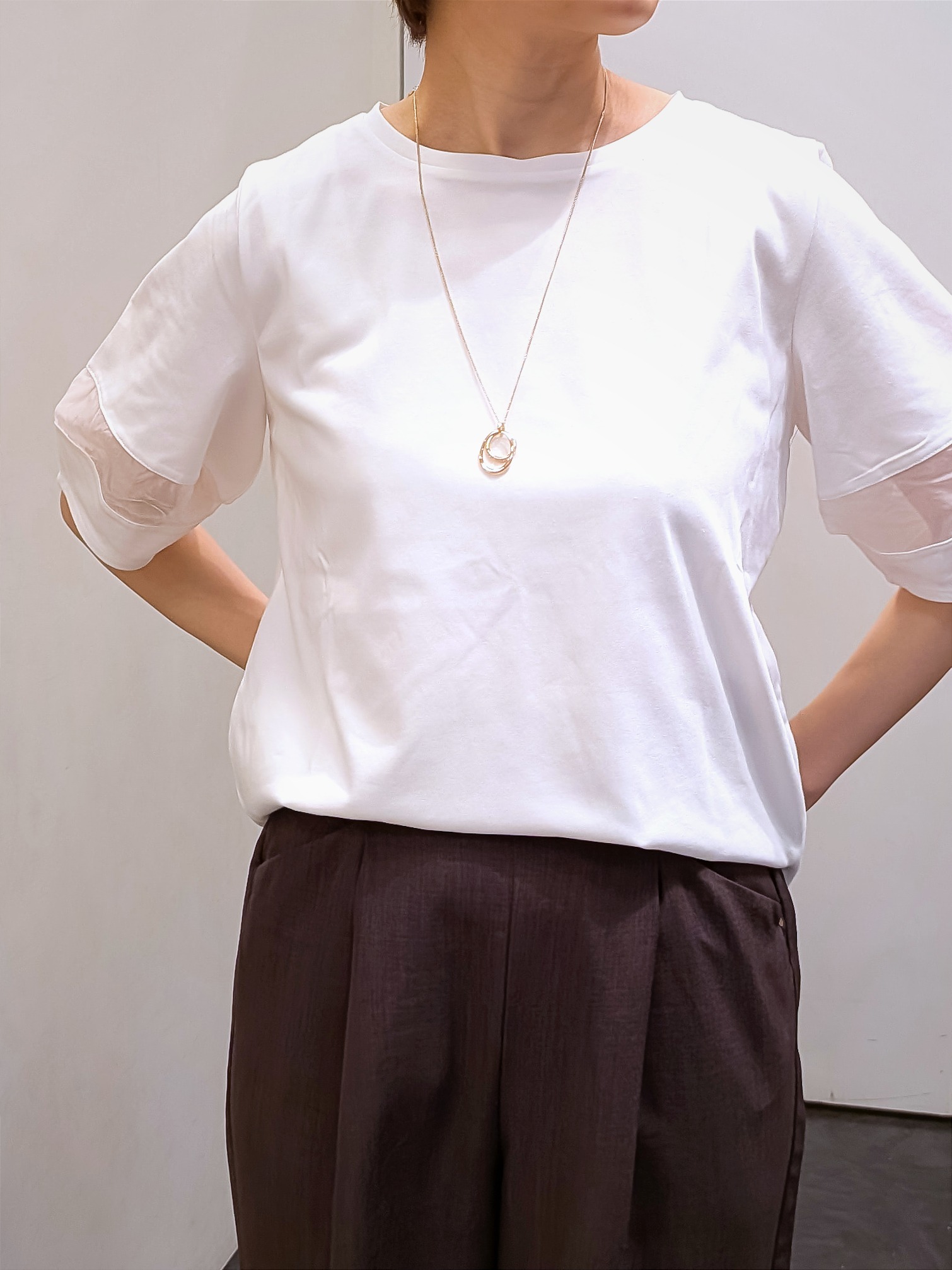 やまちゃんさんの「grove｜【吸水速乾・UVカット・接触冷感】シアードッキングランタンスリーブTシャツ」を使ったコーディネート