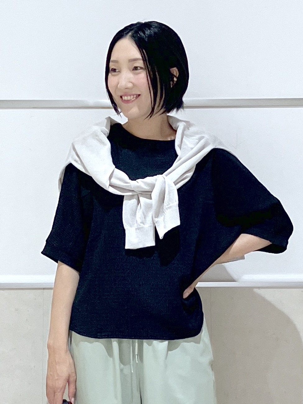 eriko さんの「Dessin｜シュリンクジャージ カットソー」を使ったコーディネート