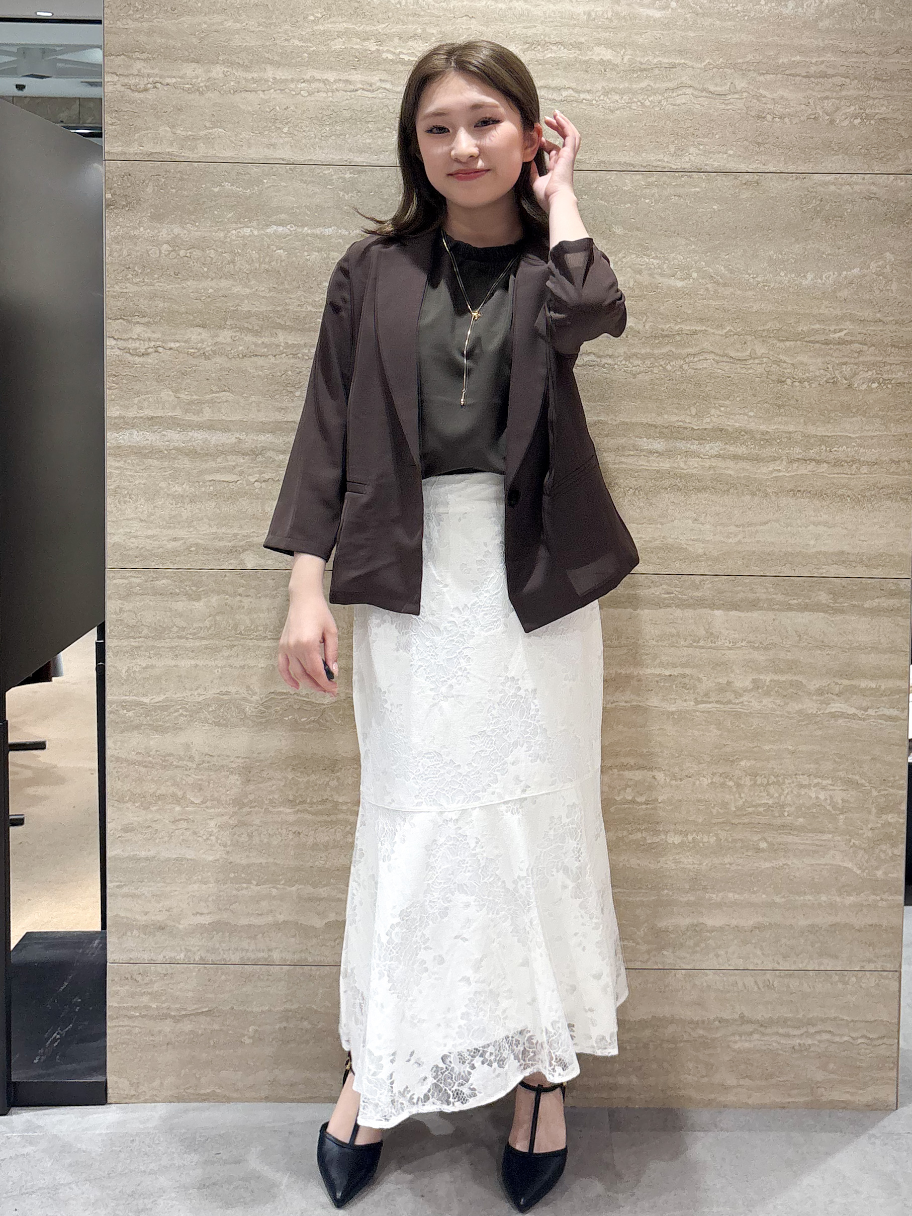 ふうかさんの「index｜【接触冷感／防シワ】ひんやり7分袖テーラードジャケット《洗濯機OK》」を使ったコーディネート