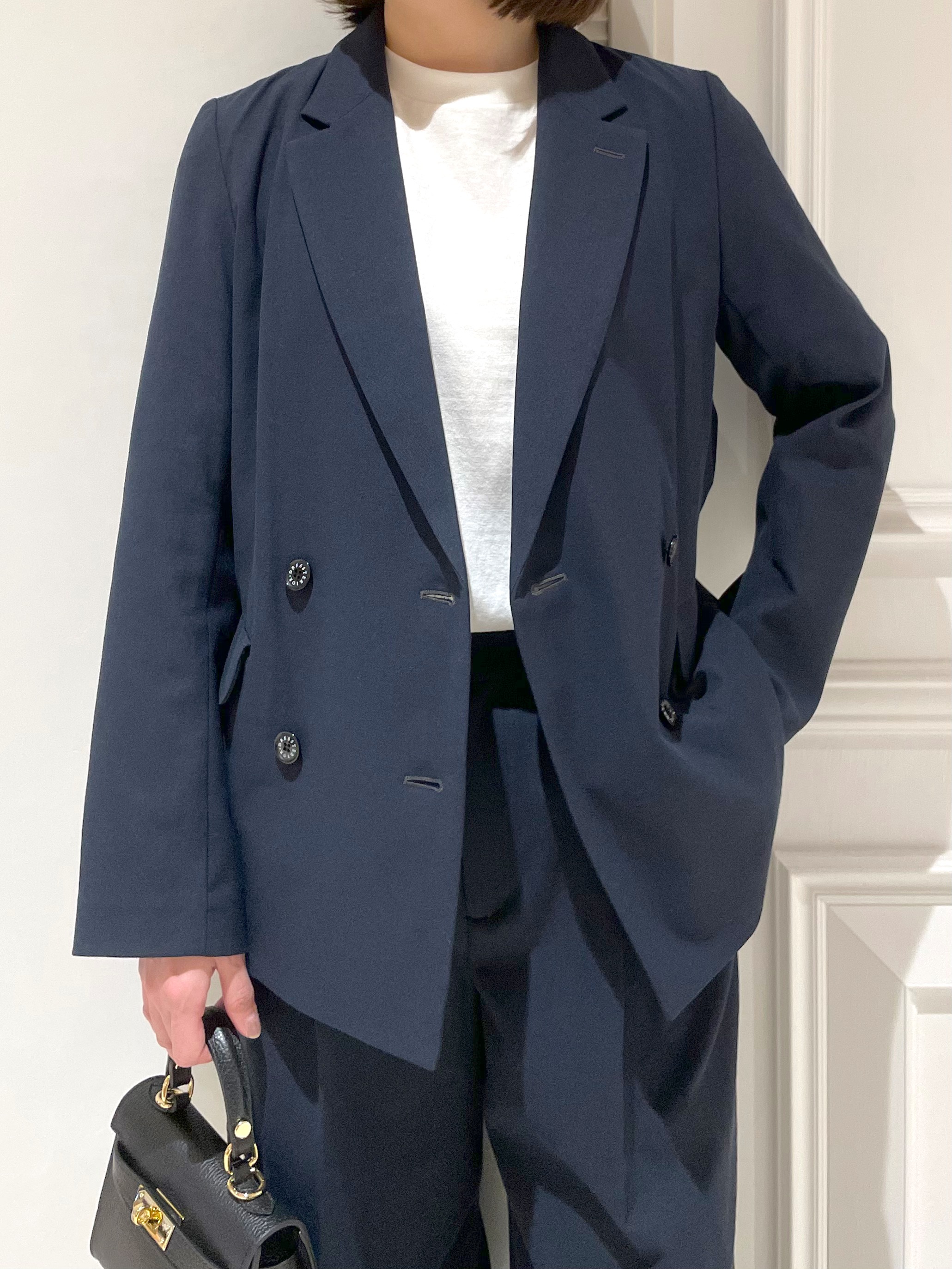 makiさんの「DRESSTERIOR｜【セットアップ可/吸水速乾/ウォッシャブル】リネンブレンドオックスダブルジャケット」を使ったコーディネート