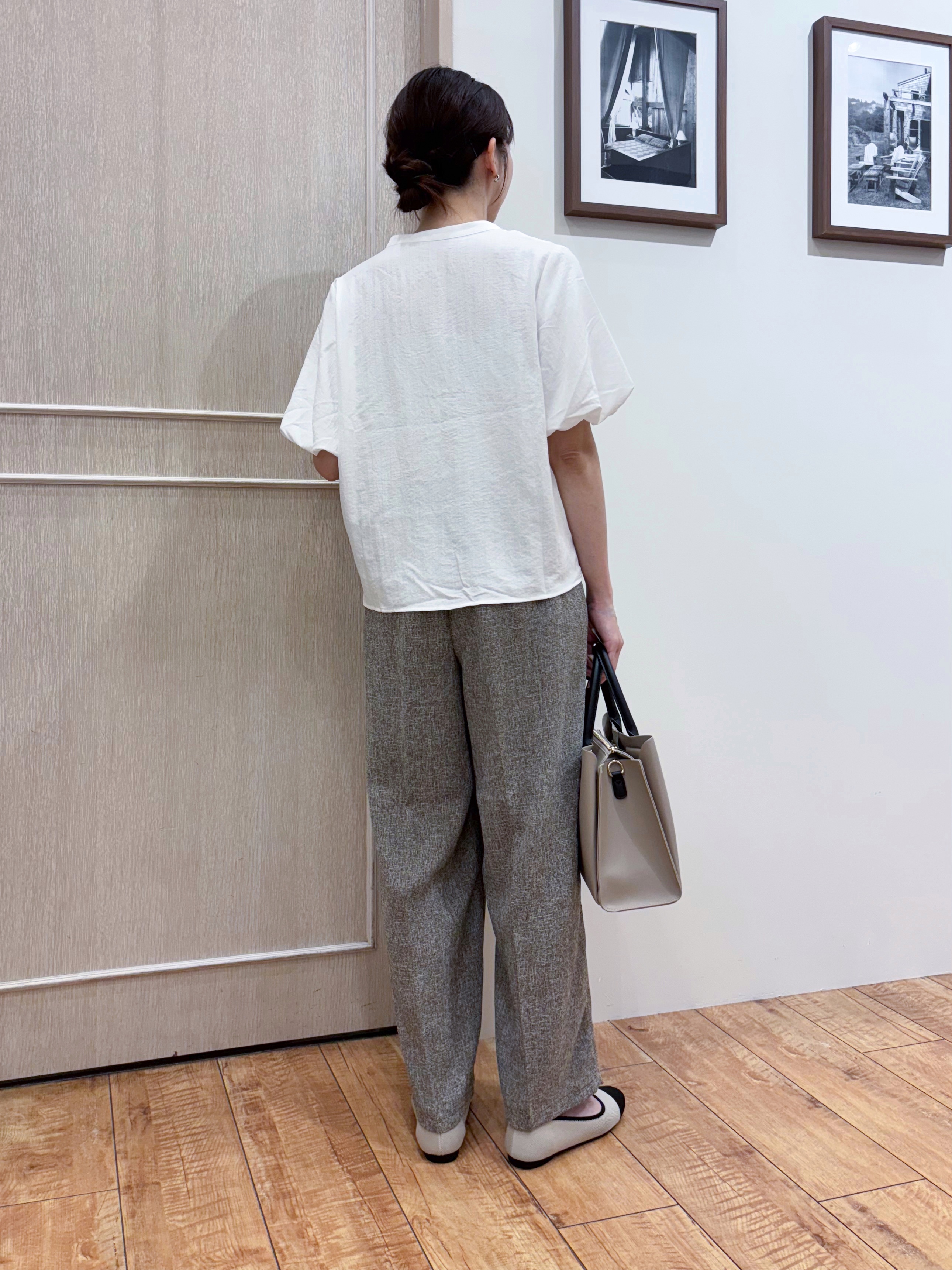 なみさんの「SHOO･LA･RUE｜【S-LL/洗濯機可】バルーンスリーブ　キーネックブラウス」を使ったコーディネート