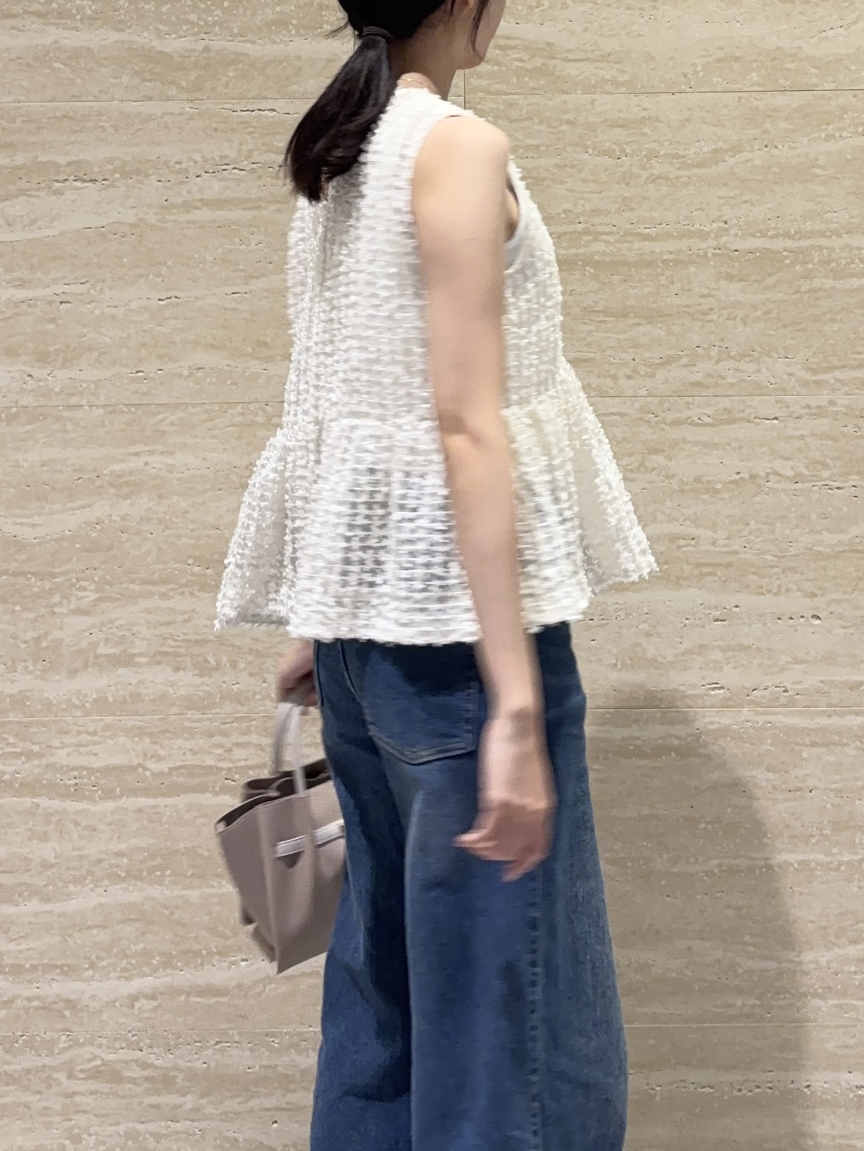 Ririkaさんの「OPAQUE.CLIP｜フリンジジャカード ペプラムブラウス【洗濯機OK】」を使ったコーディネート