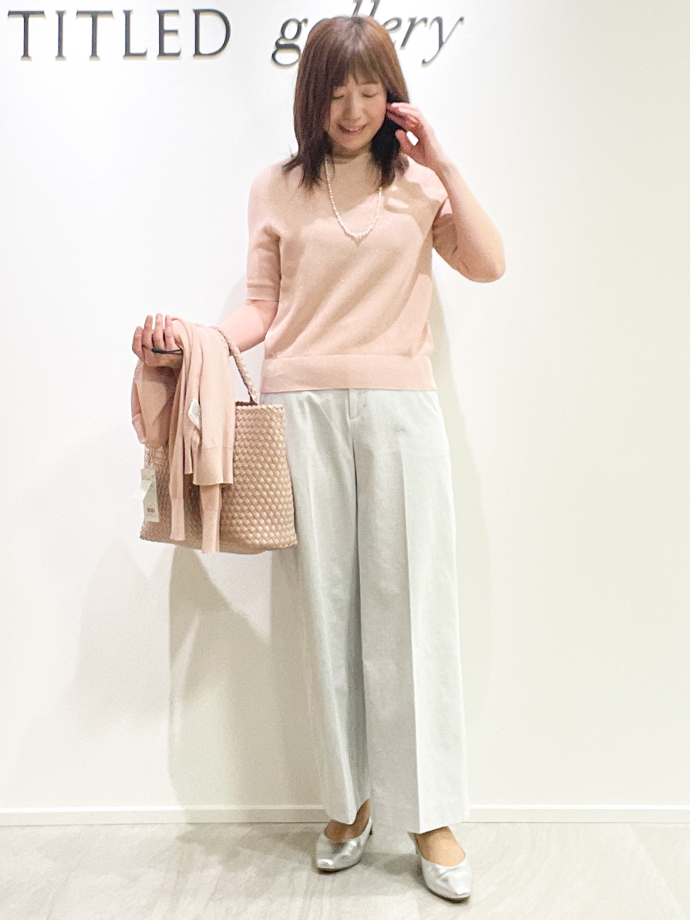 めいさんの「UNTITLED｜【アンサンブル可】ラメ混クルーネックカーディガン」を使ったコーディネート