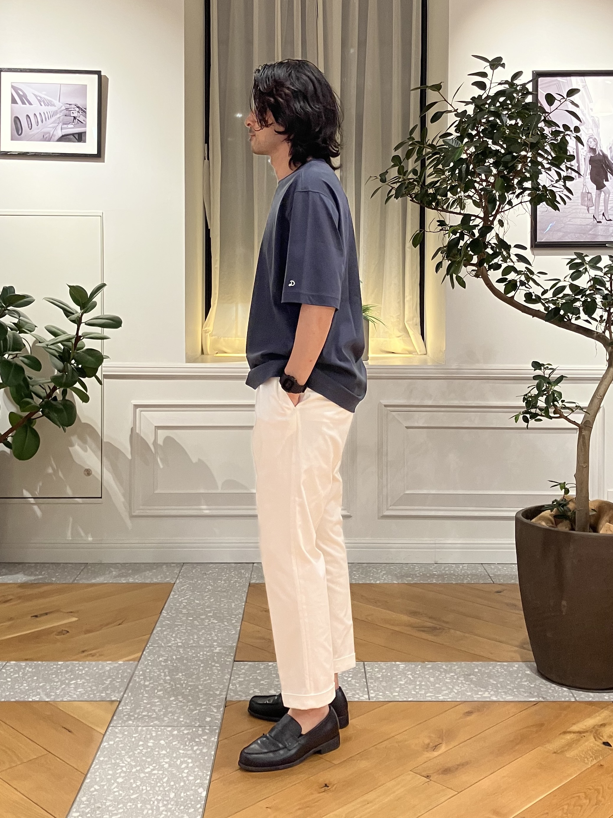 junyaさんの「DRESSTERIOR｜【接触冷感／抗菌防臭／消臭】ICE CLEAR COTTON NINEストリートTシャツ」を使ったコーディネート
