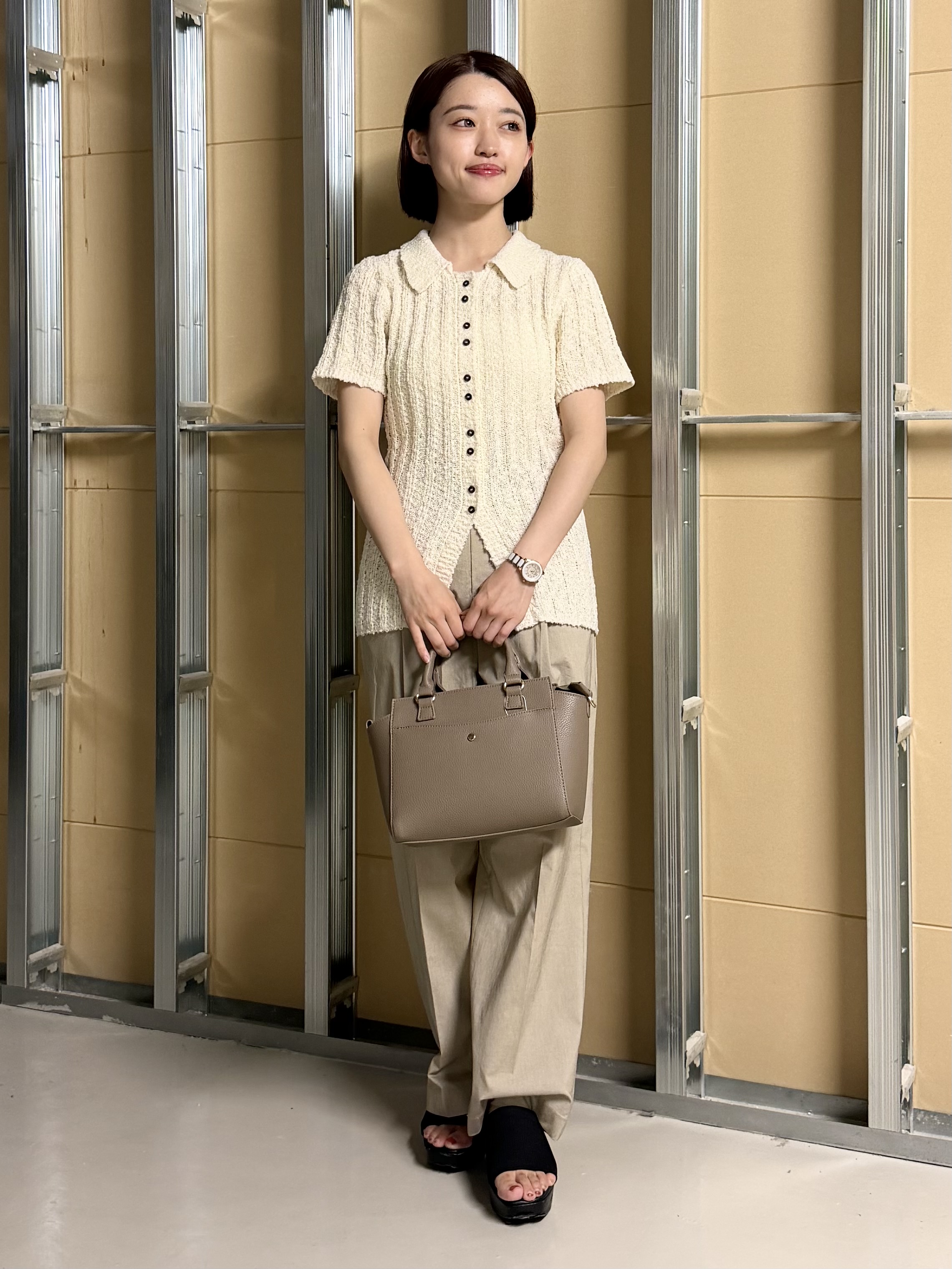 sahoさんの「THE SHOP TK｜襟付きスラブサマーニット」を使ったコーディネート