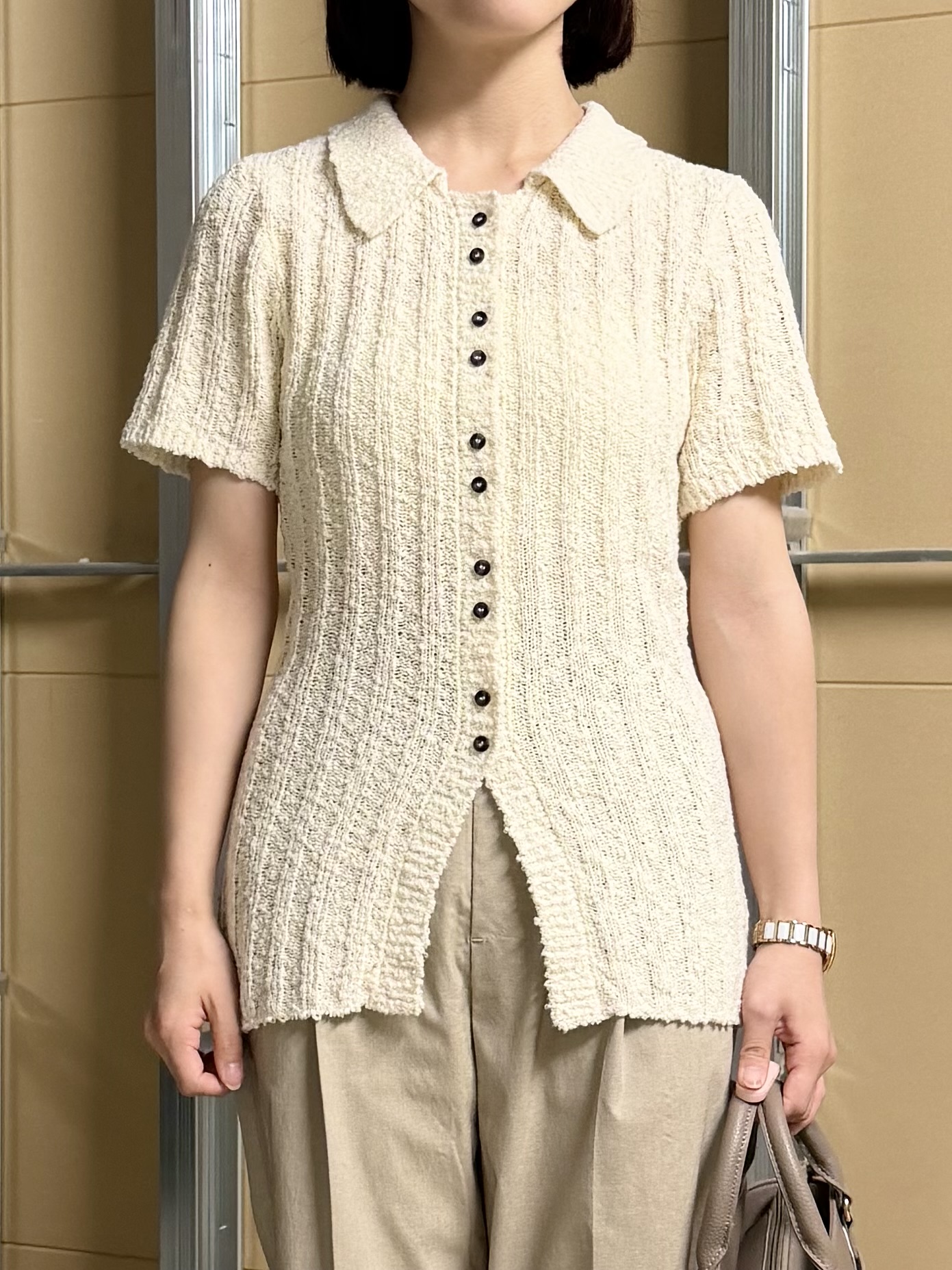sahoさんの「THE SHOP TK｜襟付きスラブサマーニット」を使ったコーディネート