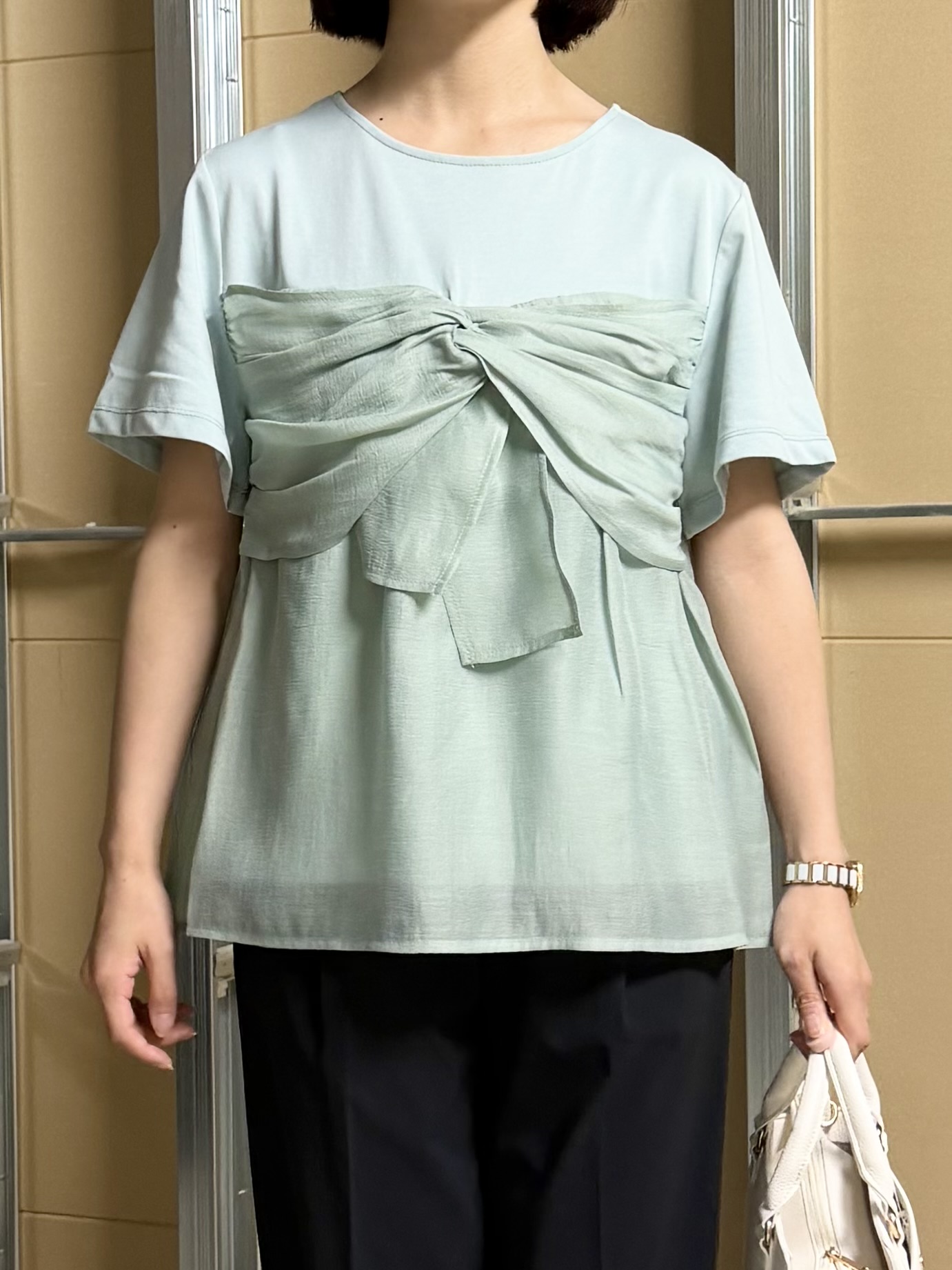 sahoさんの「THE SHOP TK｜【ひんやり／吸水速乾／UV】ビスチェ風 切り替えTシャツ」を使ったコーディネート