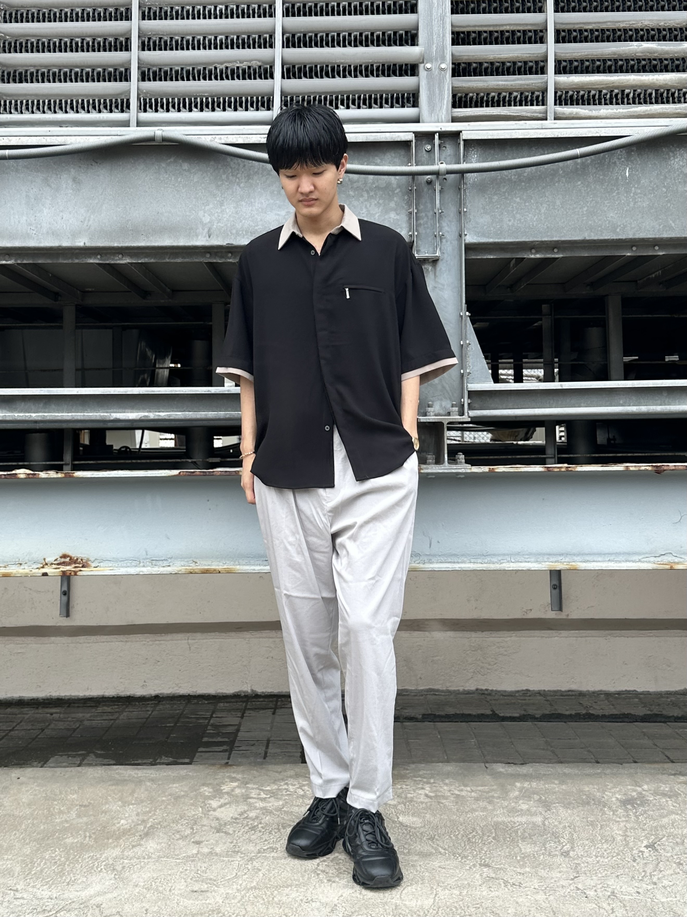 KOHEIさんの「tk.TAKEO KIKUCHI｜【接触冷感／UVCUT】COOL PLAYワイドテーパードスラックス」を使ったコーディネート