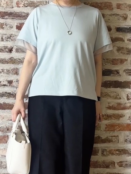 tokiさんの「THE SHOP TK｜【M-XL/ひんやり】上品な透け感 袖口シアーTシャツ」を使ったコーディネート