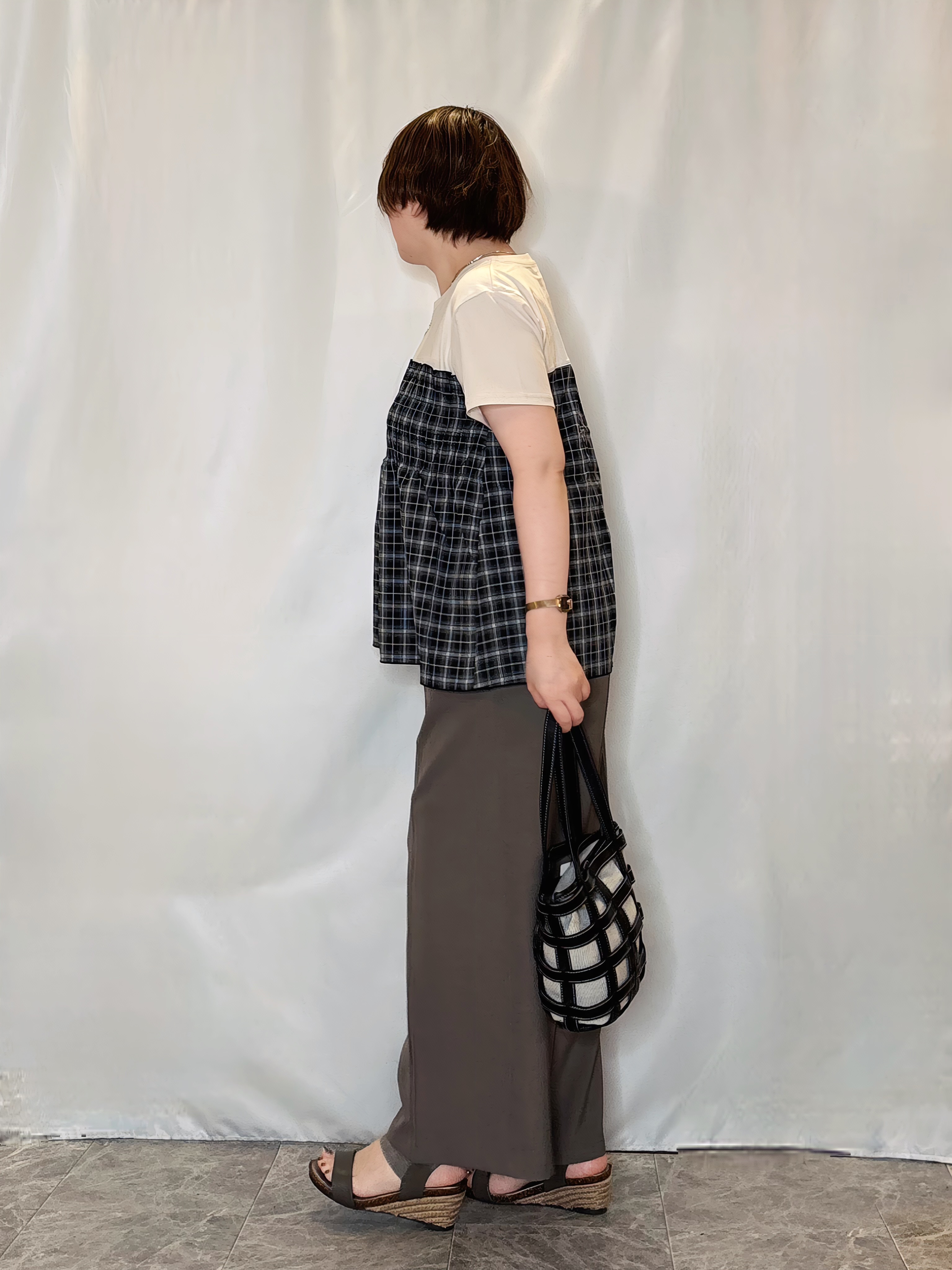 たみさんの「SHOO･LA･RUE｜【S-LL/洗濯機可】着るだけサマ見え 柄アソートビスチェ風ドッキングTシャツ」を使ったコーディネート