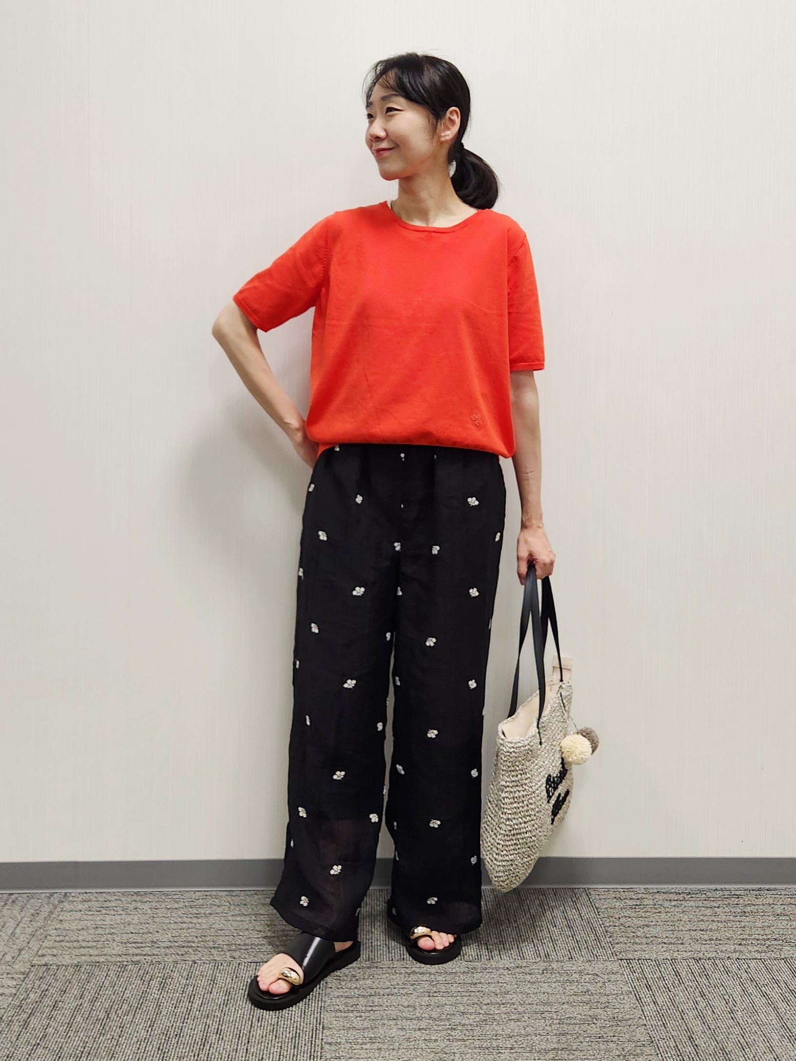 naraさんの「Dessin｜【9色展開/接触冷感/UVカット】ドライタッチサマーニットT」を使ったコーディネート