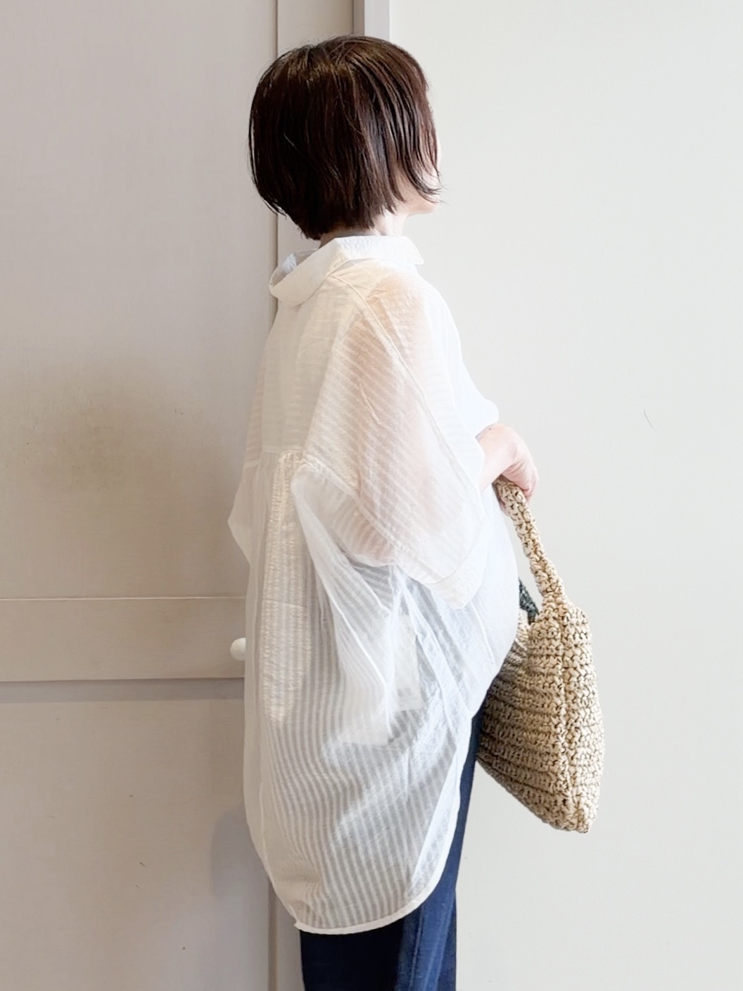yamakoさんの「grove｜【洗濯機◎・体型カバー】ON/OFF使える、シアースキッパーシャツ」を使ったコーディネート