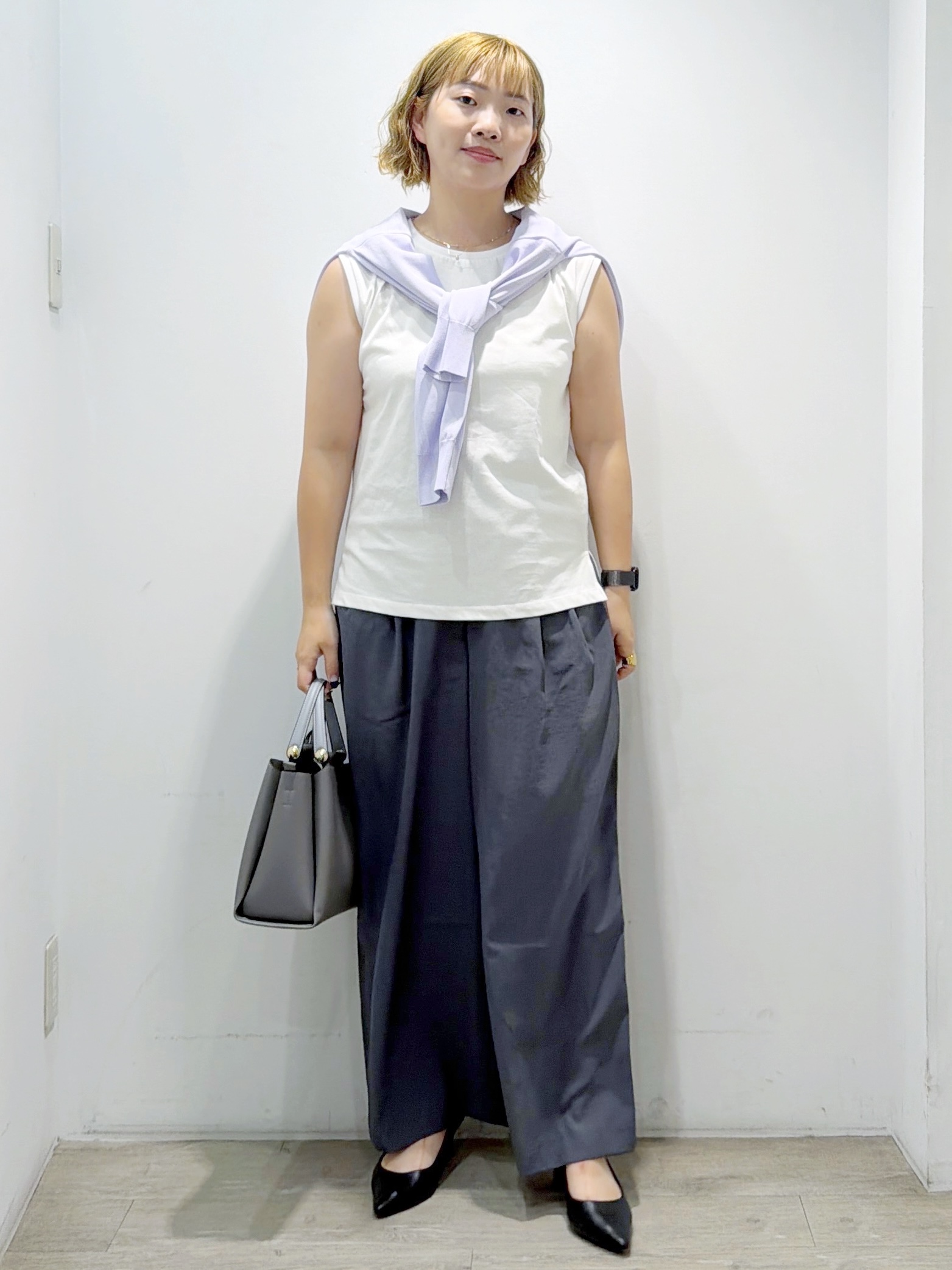 sumicaさんの「OPAQUE.CLIP｜マルチボーダーアソート ノースリーブTシャツ【洗濯機OK】」を使ったコーディネート