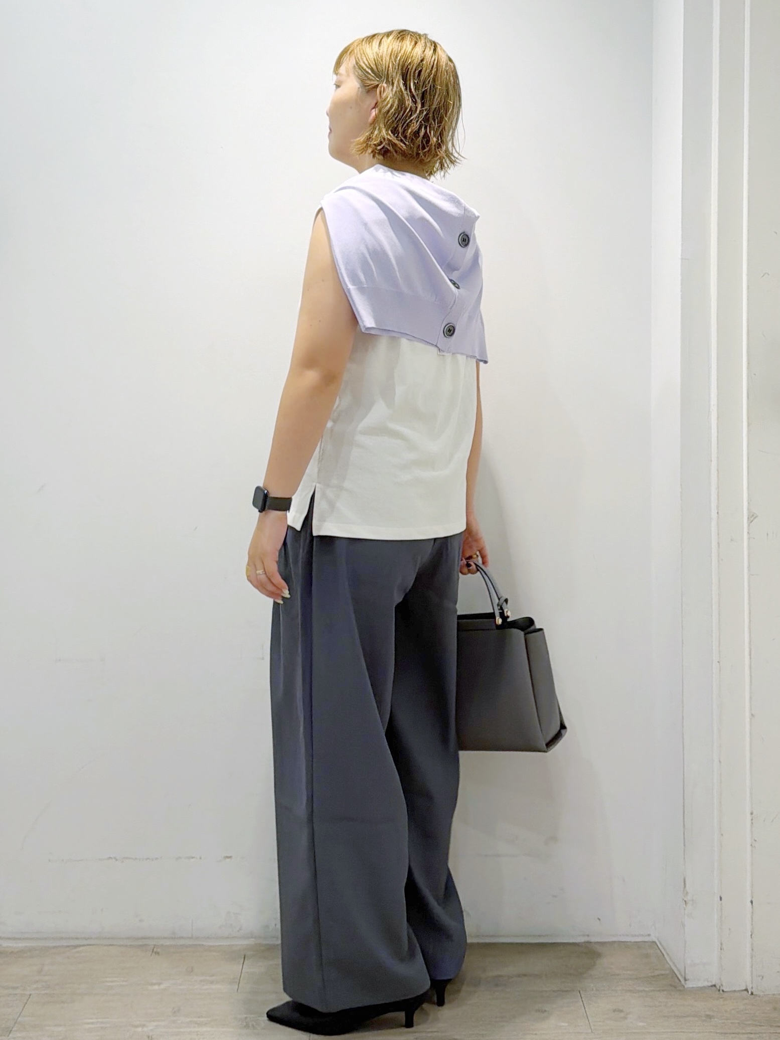 sumicaさんの「OPAQUE.CLIP｜マルチボーダーアソート ノースリーブTシャツ【洗濯機OK】」を使ったコーディネート