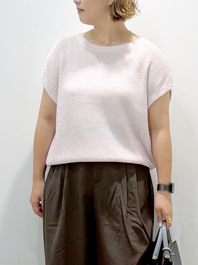 sumicaさんの「OPAQUE.CLIP｜ラメメッシュ フレンチスリーブニット【洗濯機OK】」を使ったコーディネート
