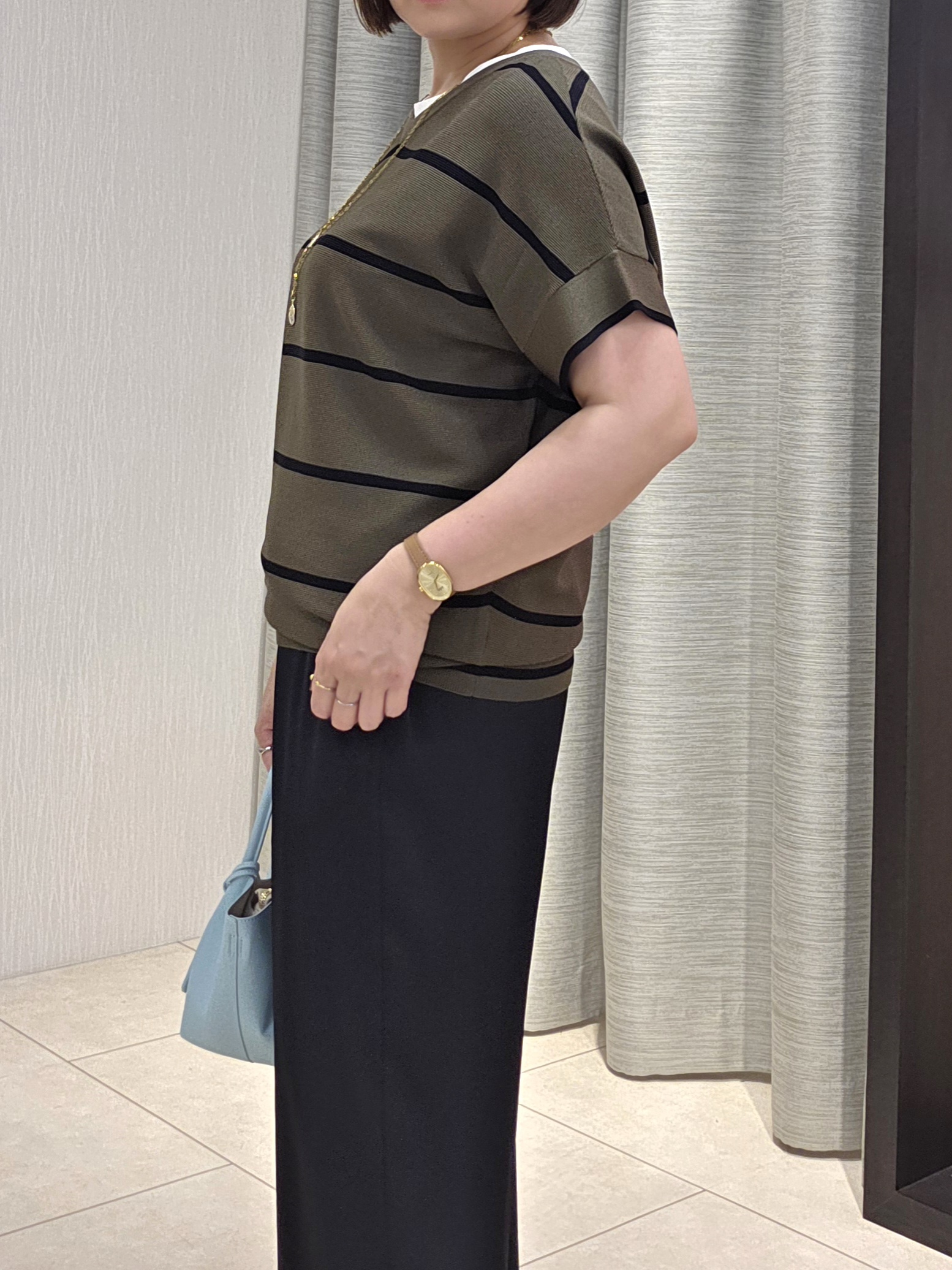 naokoさんの「UNTITLED｜【11色展開/体型カバー】前後2WAYフレンチスリーブニット」を使ったコーディネート