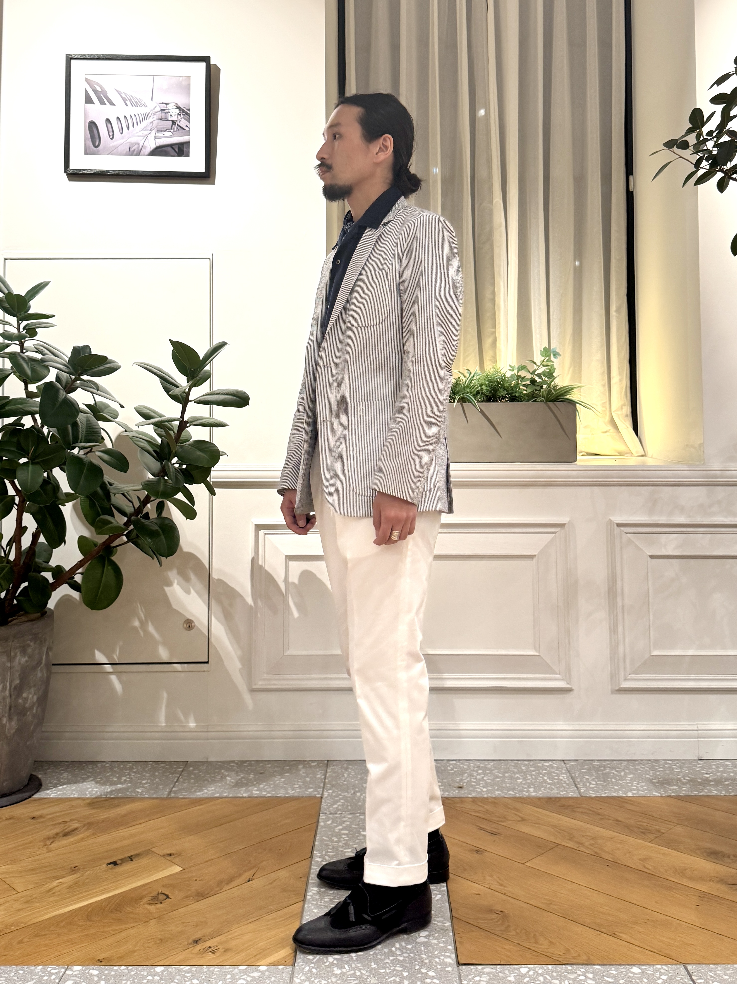 kawarataniさんの「DRESSTERIOR｜【吸湿速乾/セットアップ可/ウォッシャブル】COOLMAX シアサッカー サマージャケット」を使ったコーディネート